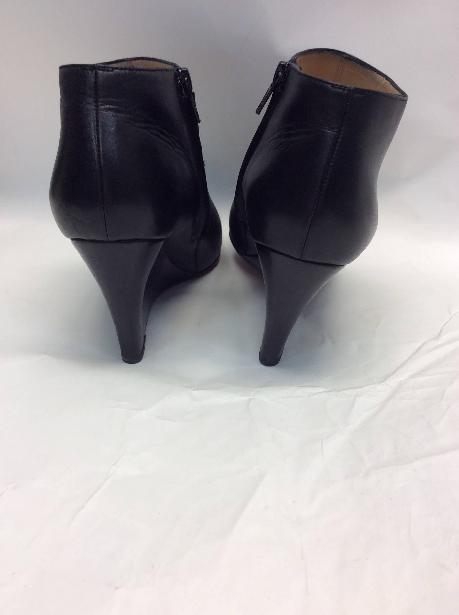 Christian Louboutin Black Leather Wedge Boots In Excellent Condition For Sale In Narberth, PA