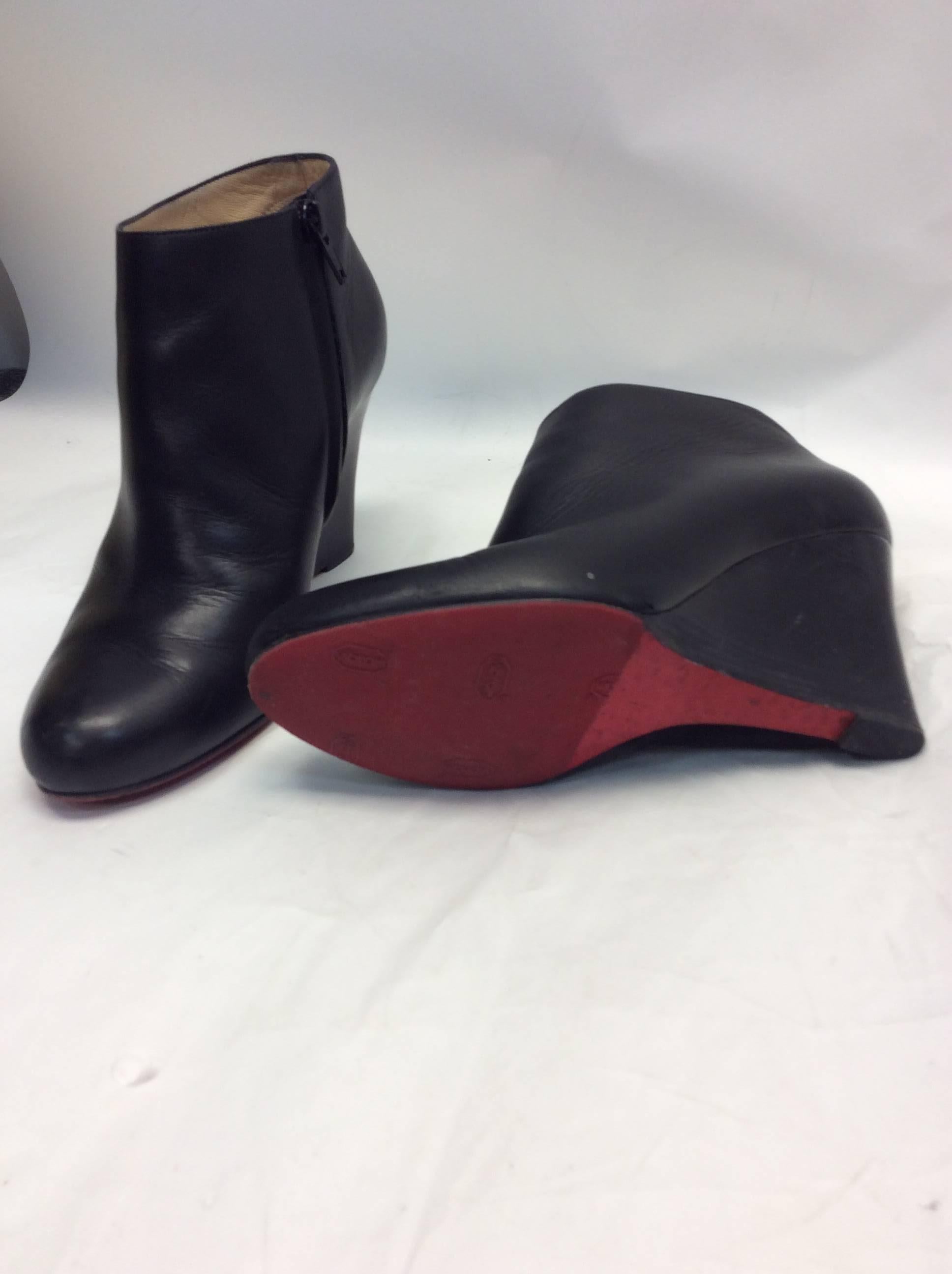 Christian Louboutin Black Leather Wedge Boots For Sale 2