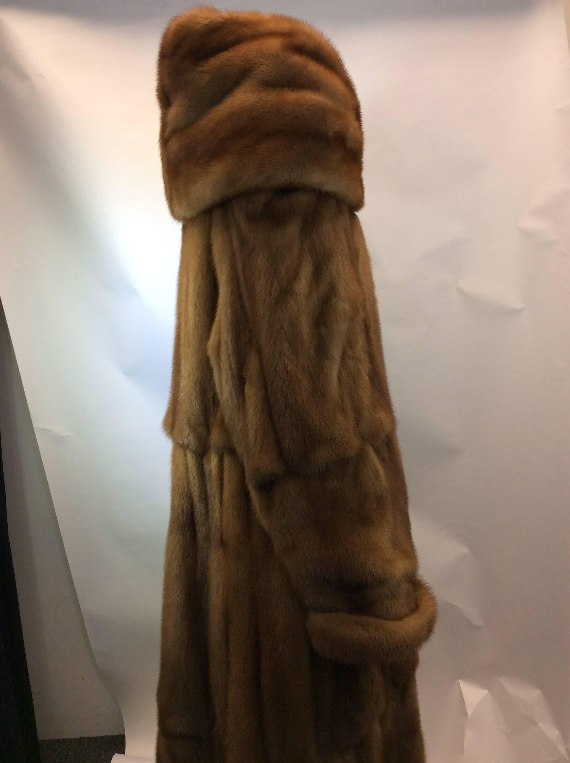 Full Length Tiered Chestnut Sable Fur Coat For Sale 1
