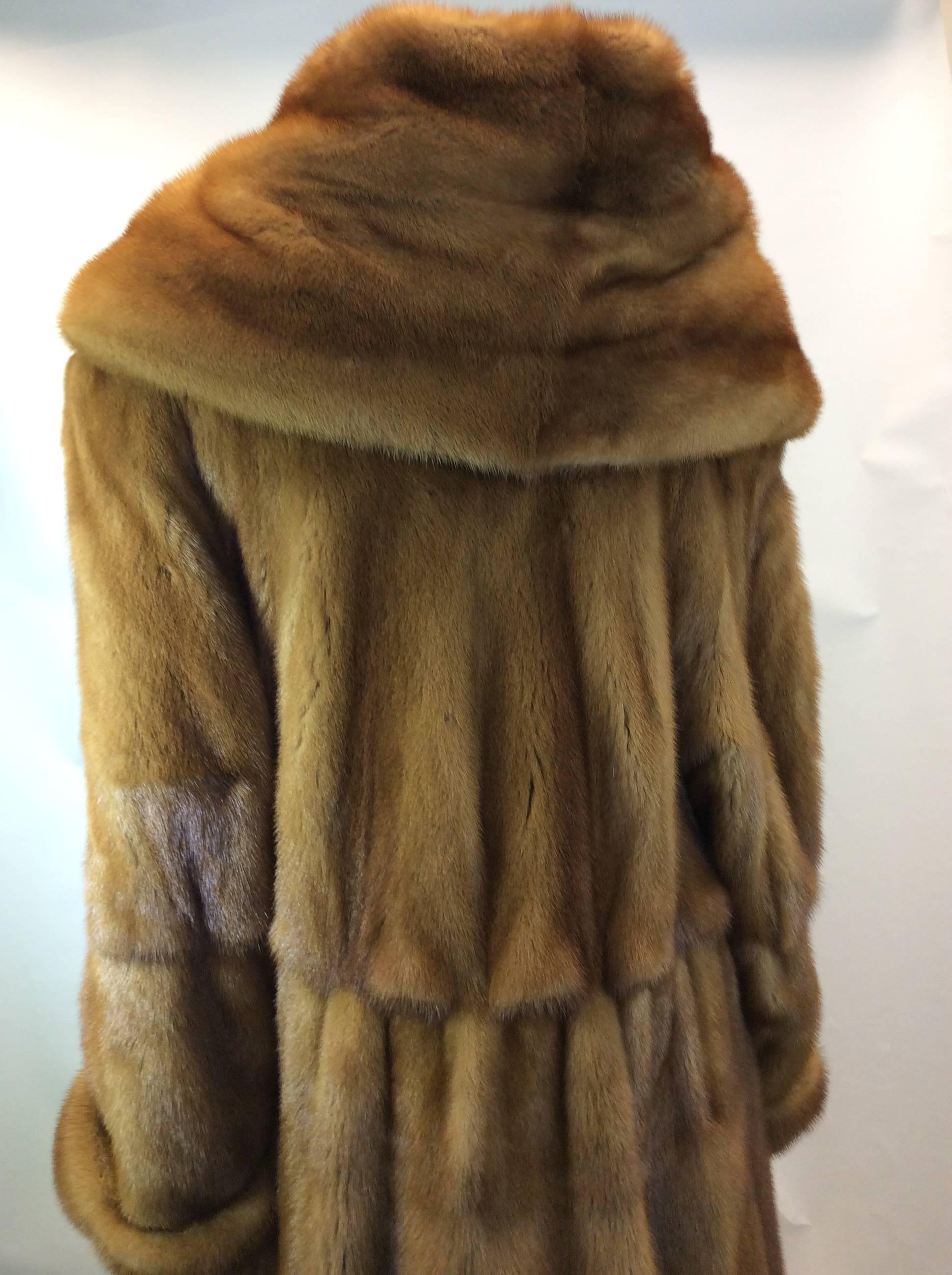 Full Length Tiered Chestnut Sable Fur Coat For Sale 2