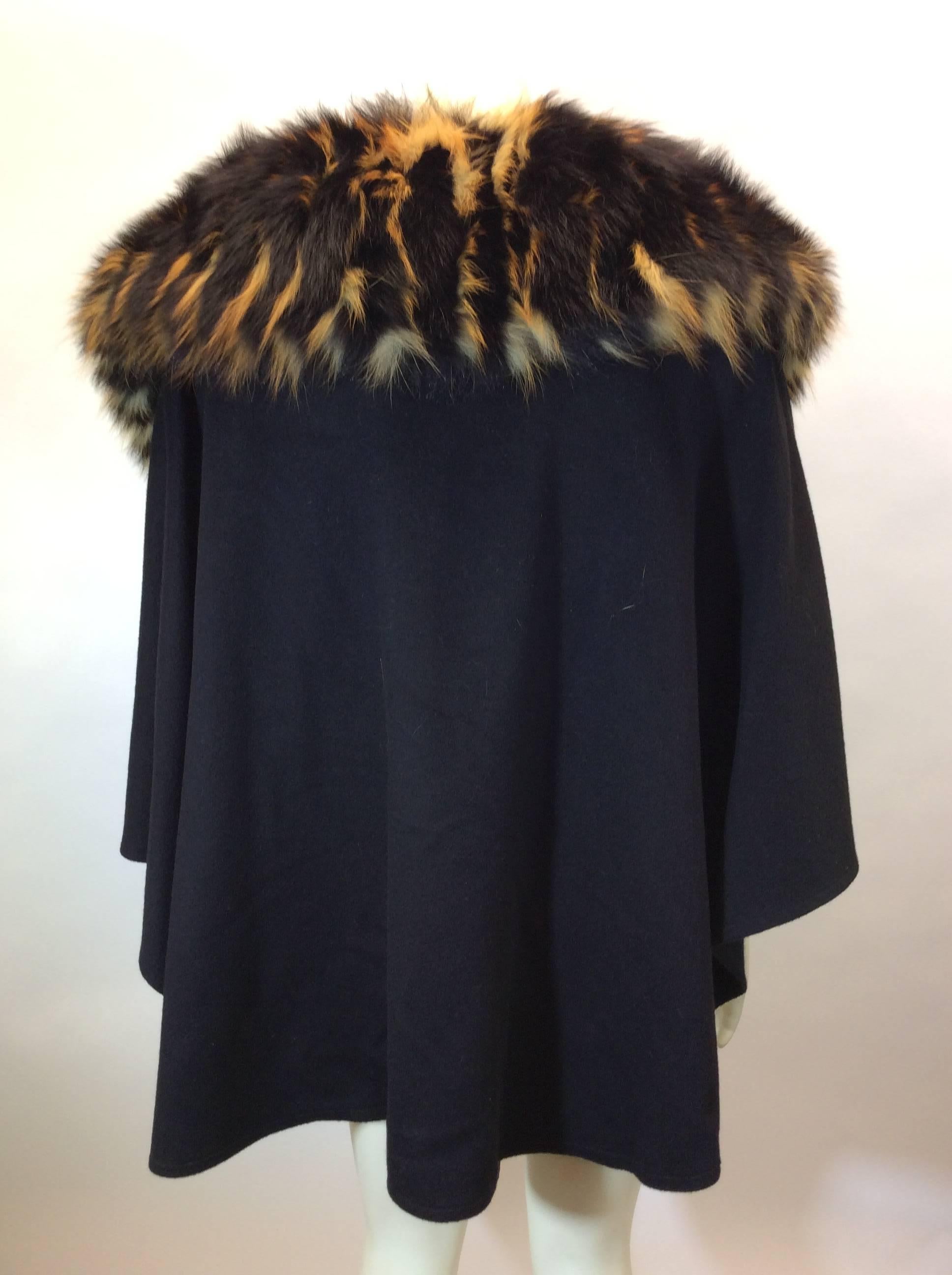 Loro Piana Cashmere Cape With Fox Collar In Excellent Condition For Sale In Narberth, PA