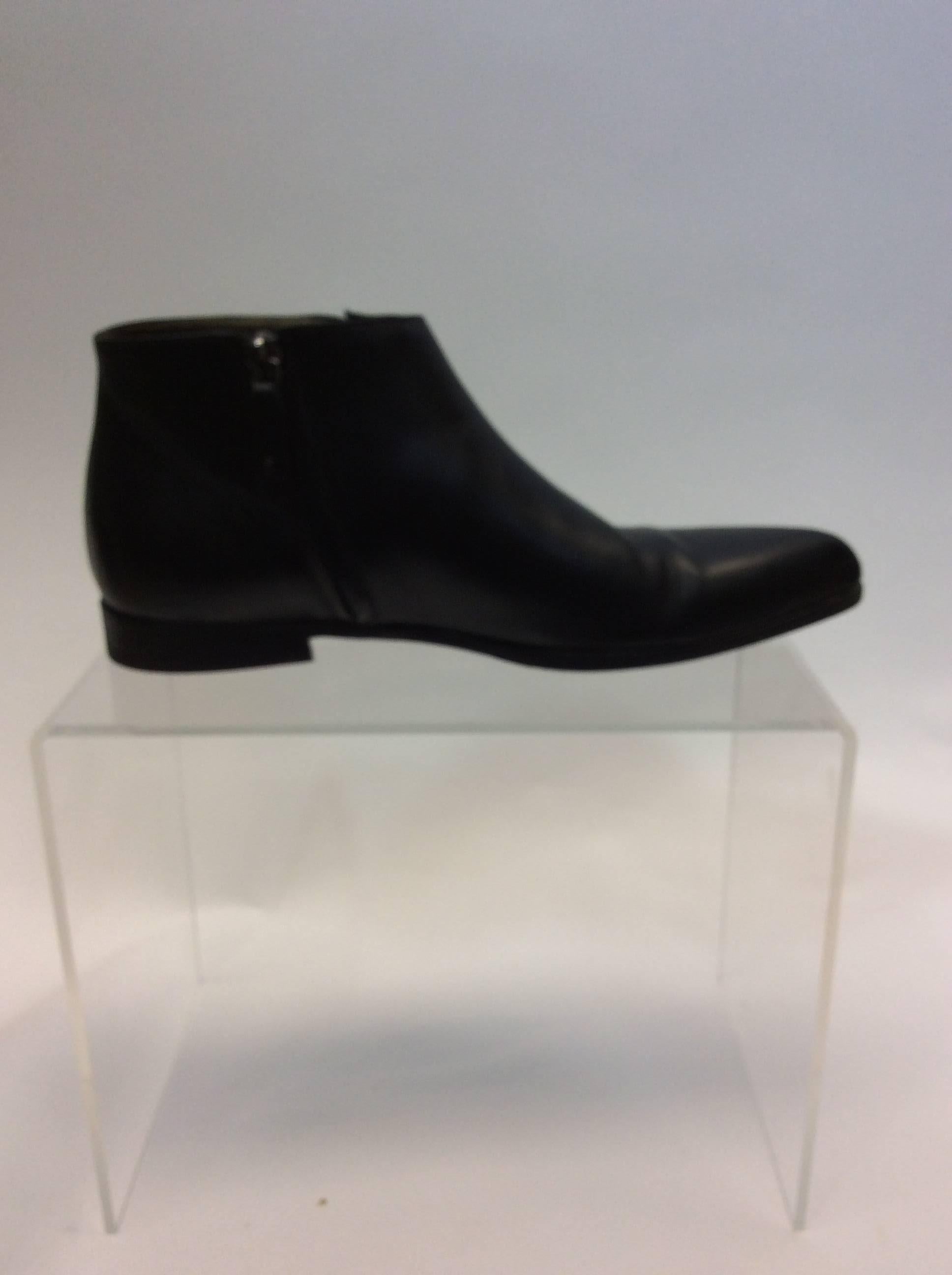 Lanvin Black Short Ankle Leather Boots For Sale 1