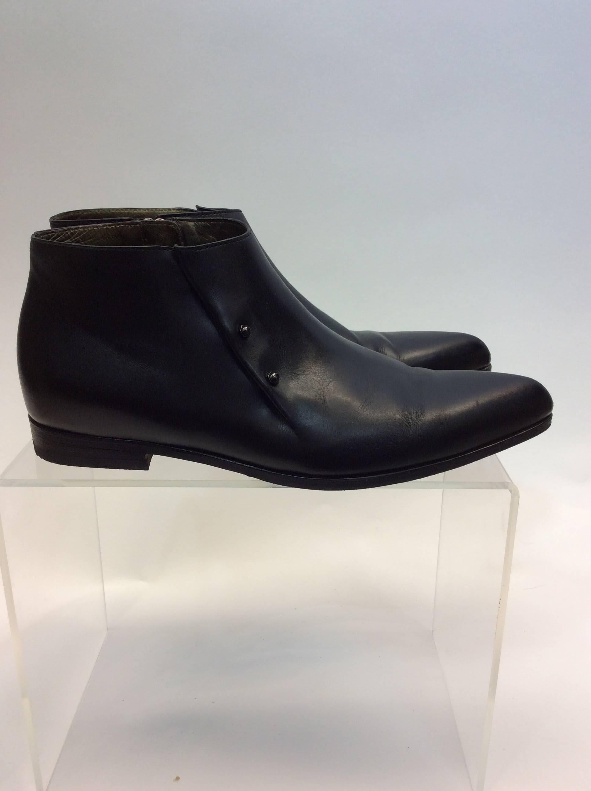 Lanvin Black Short Ankle Leather Boots For Sale 2