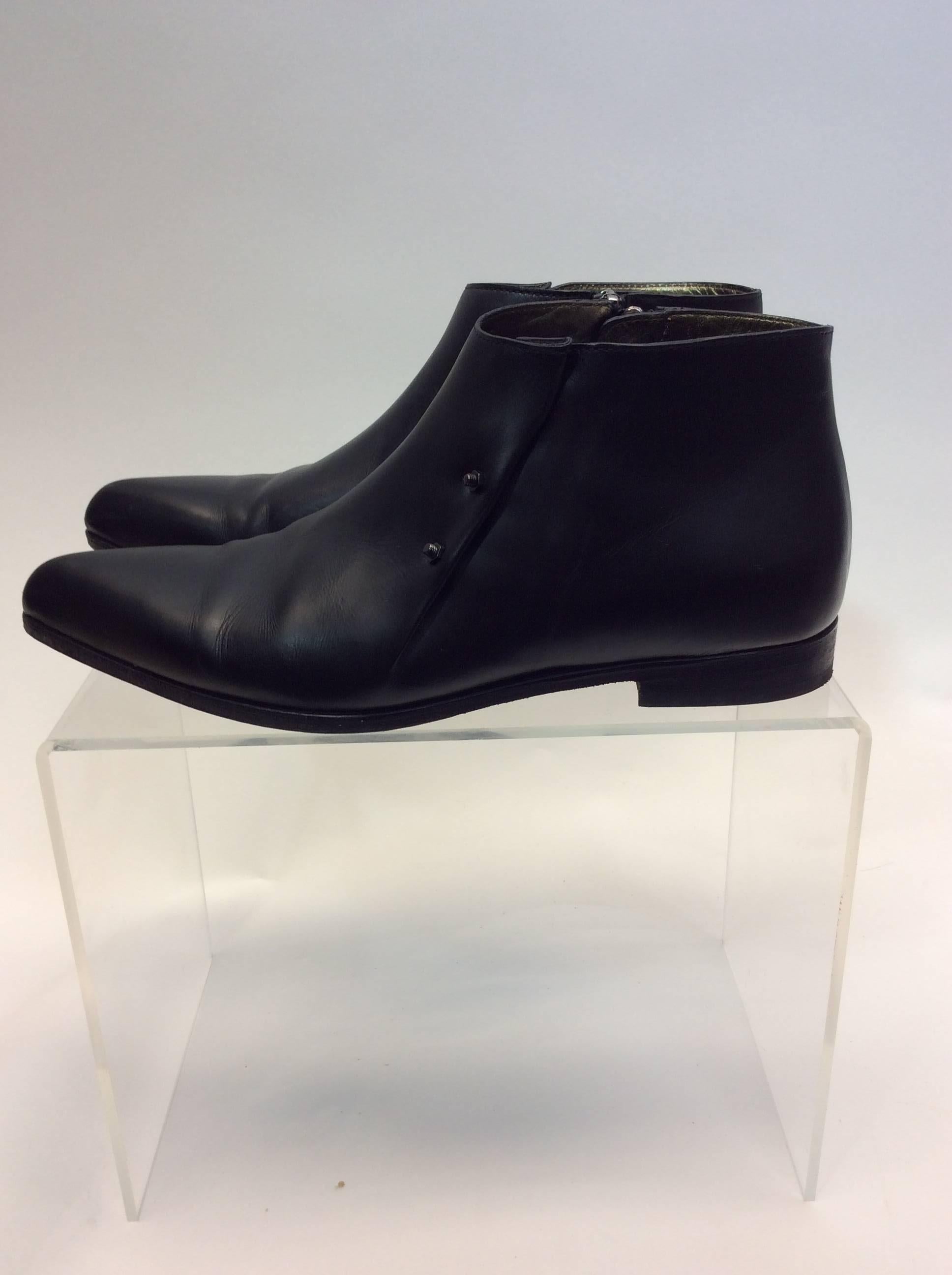 Lanvin Black Short Ankle Leather Boots In Excellent Condition For Sale In Narberth, PA