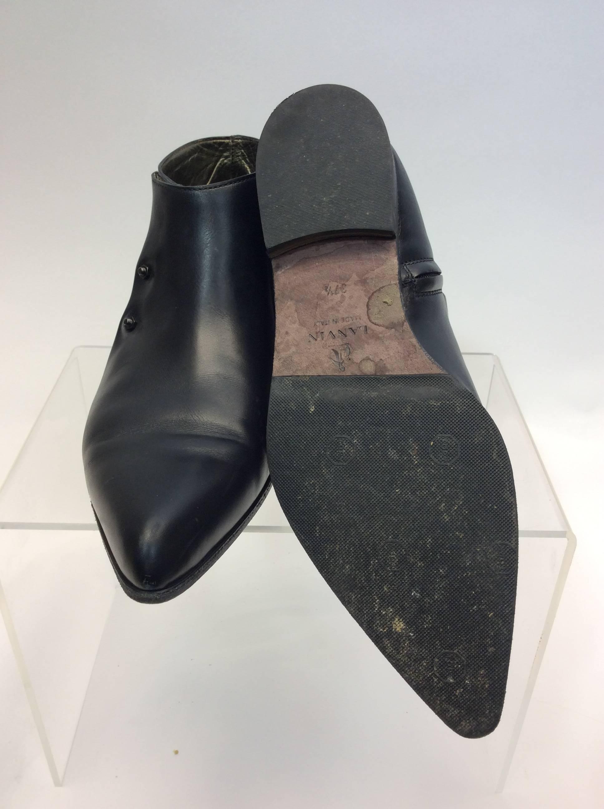 Lanvin Black Short Ankle Leather Boots For Sale 3