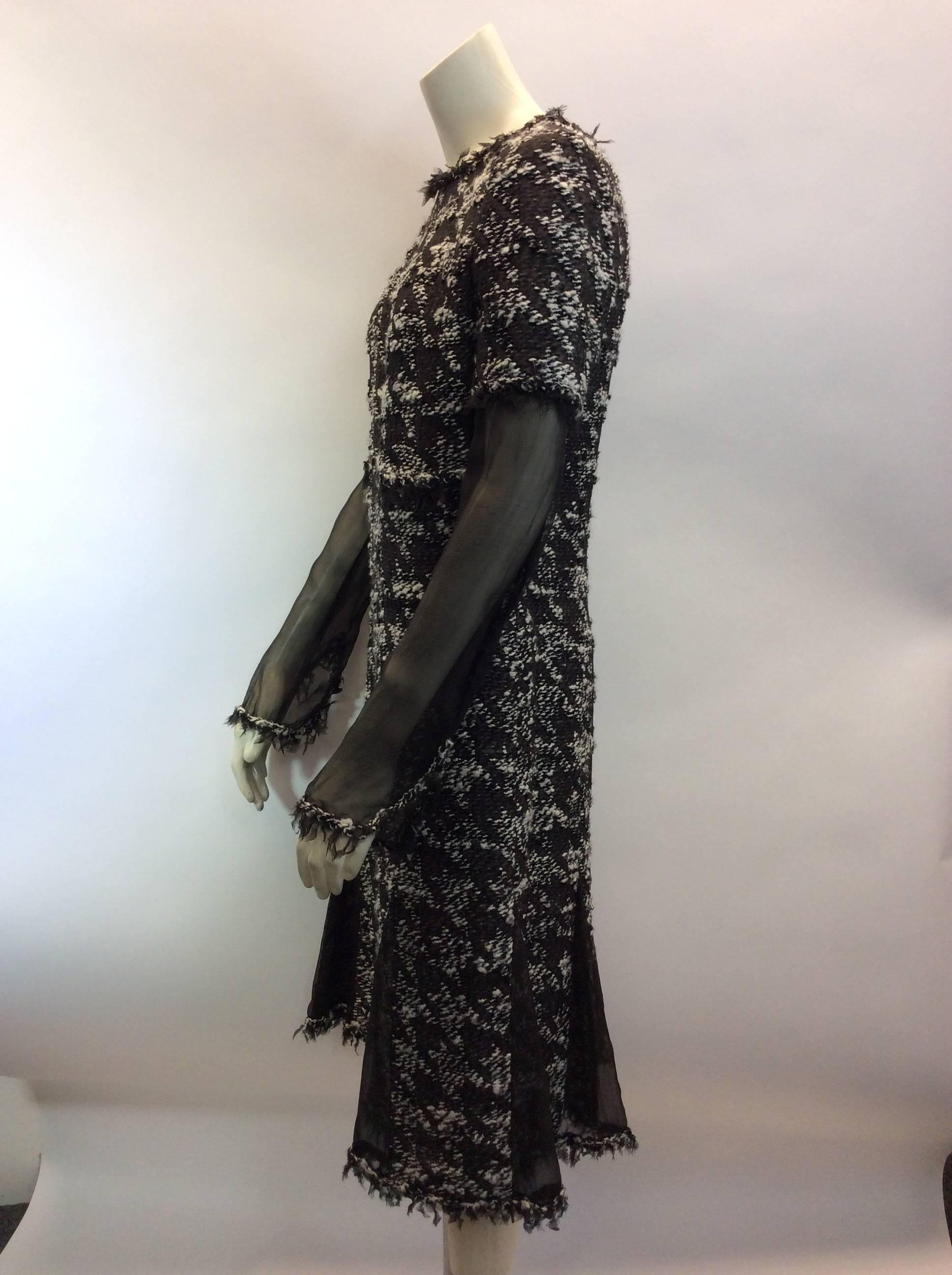 Chanel Tweed & Sheer Dress In Good Condition For Sale In Narberth, PA