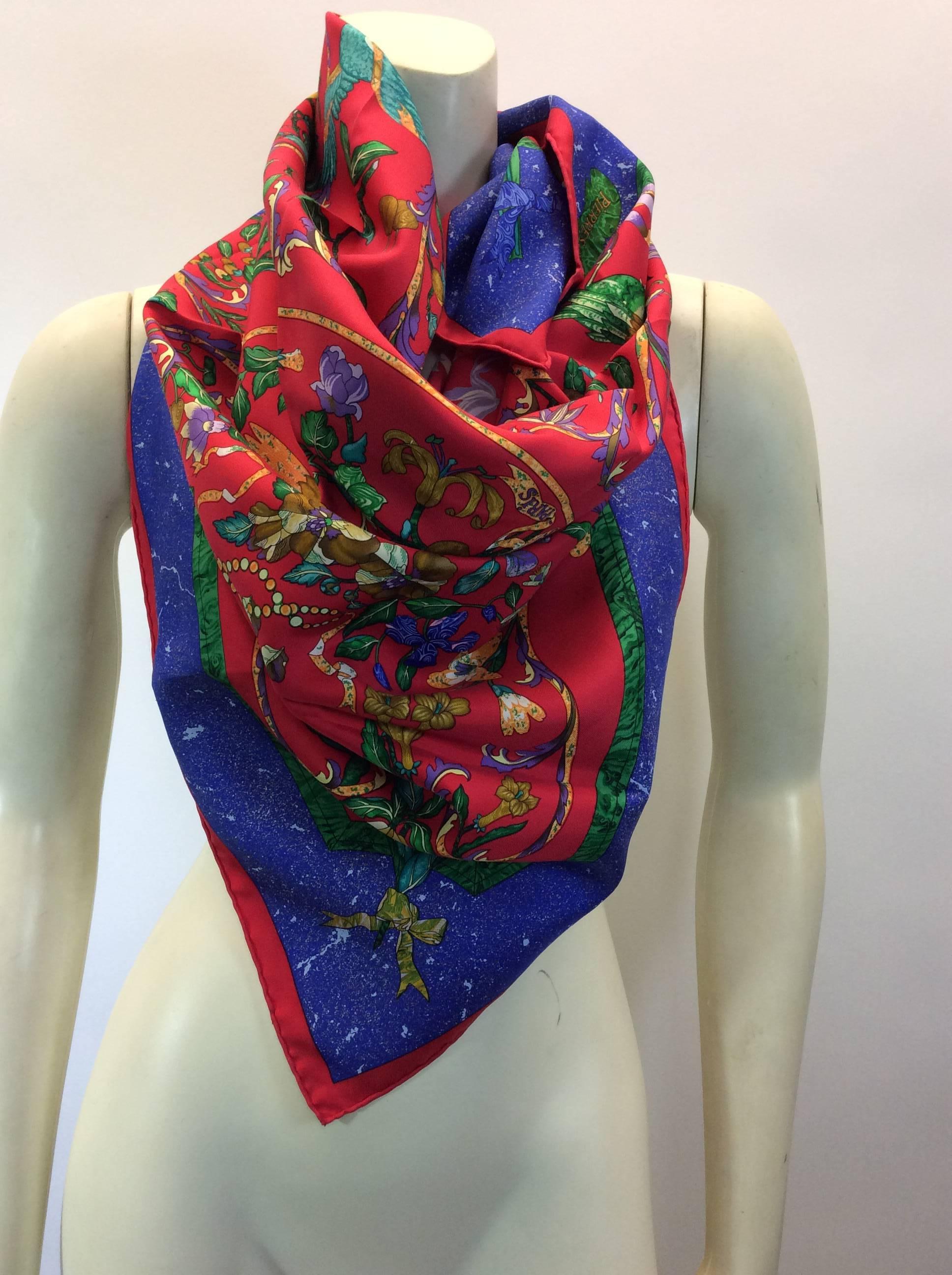 Hermes Red and Blue Print Scarf
35