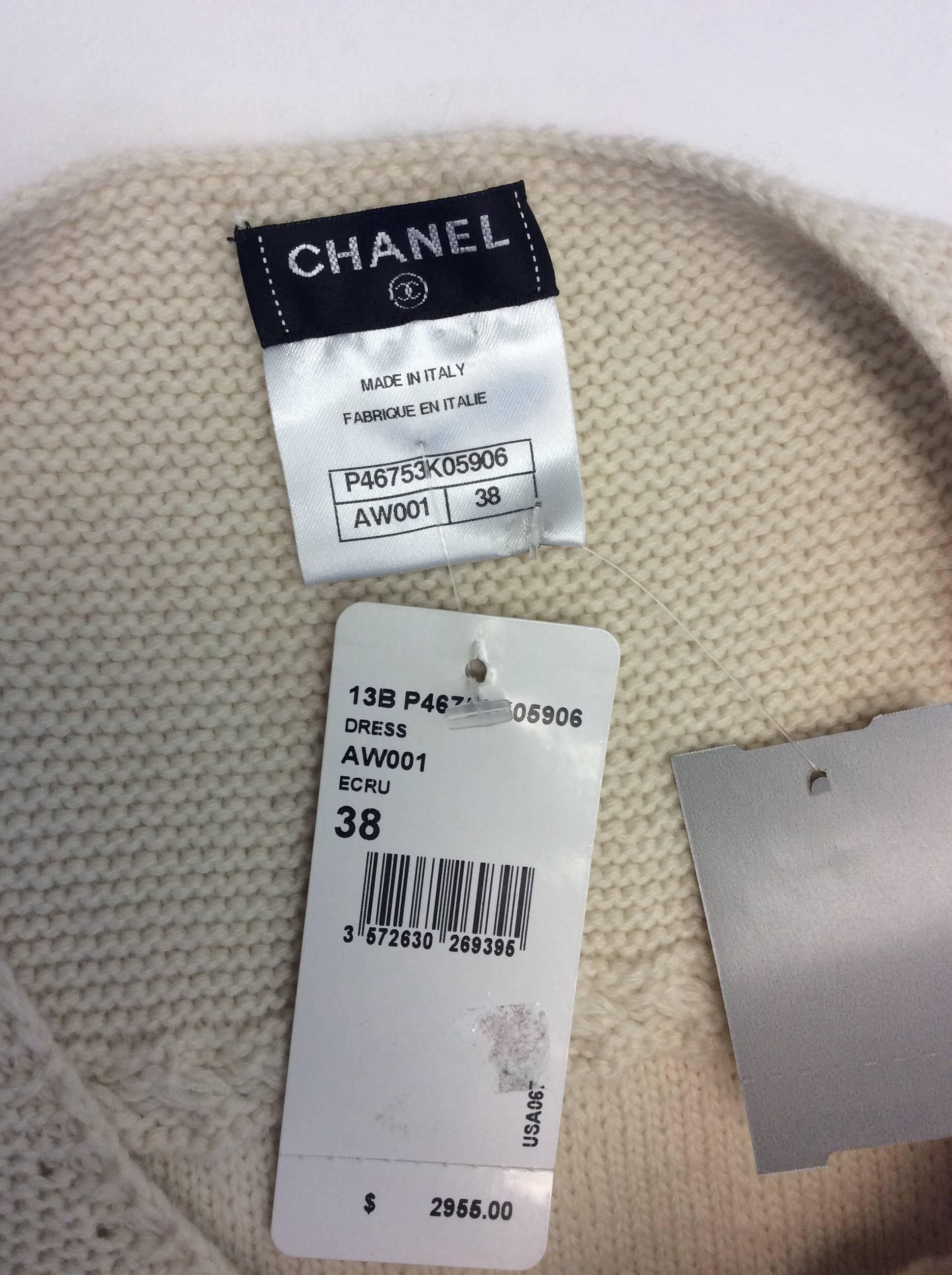 Chanel White Cashmere Knit Dress For Sale 2