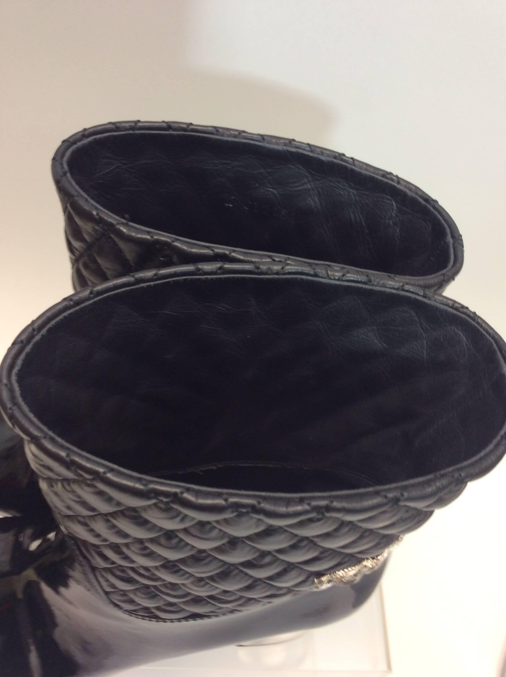 Chanel Patent Leather Quilted Ankle Boots  For Sale 1