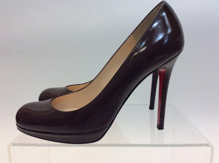 Christian Louboutin Brown Patent Leather Heels For Sale at 1stDibs