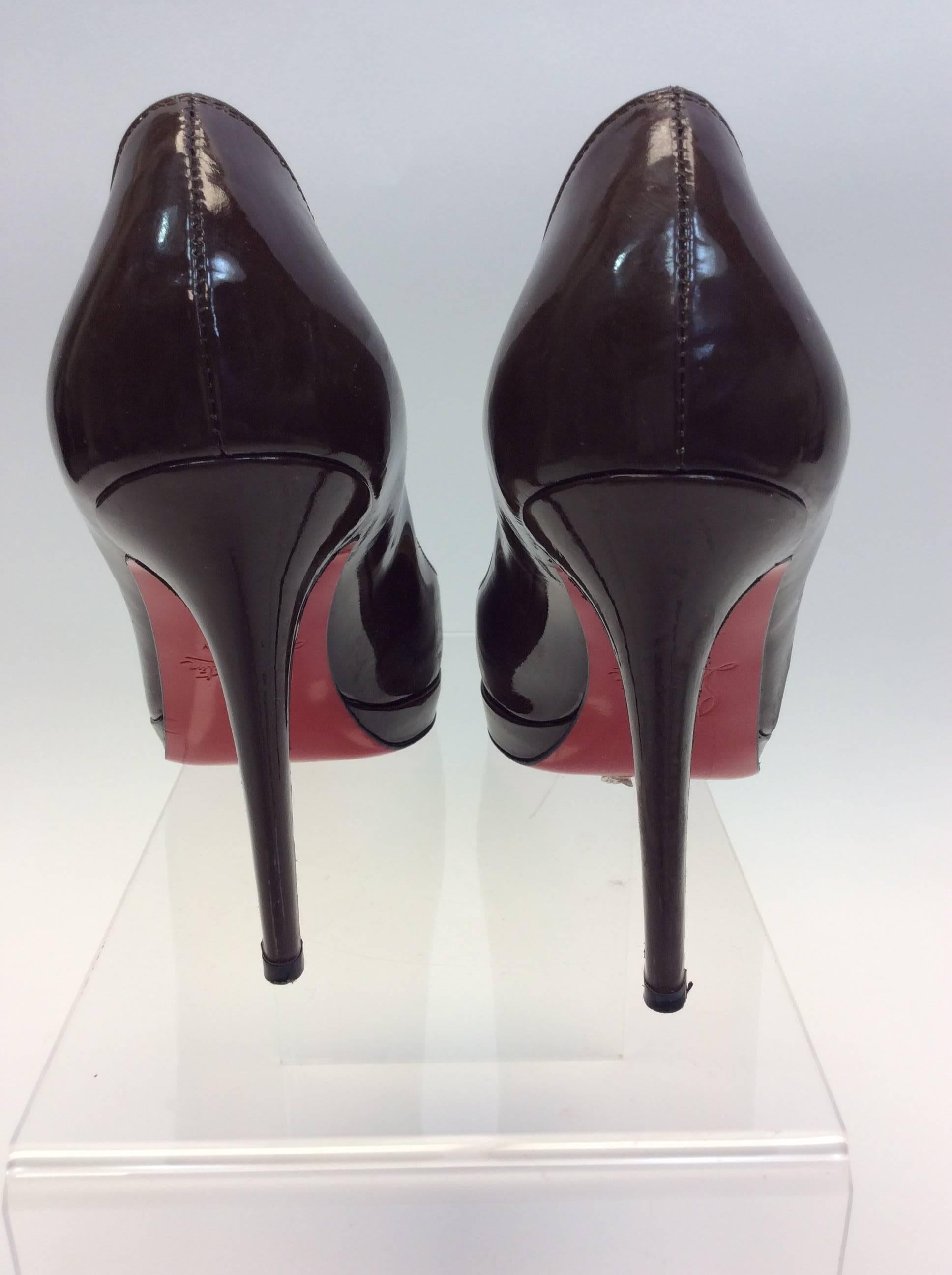 Black Christian Louboutin Brown Patent Leather Heels For Sale