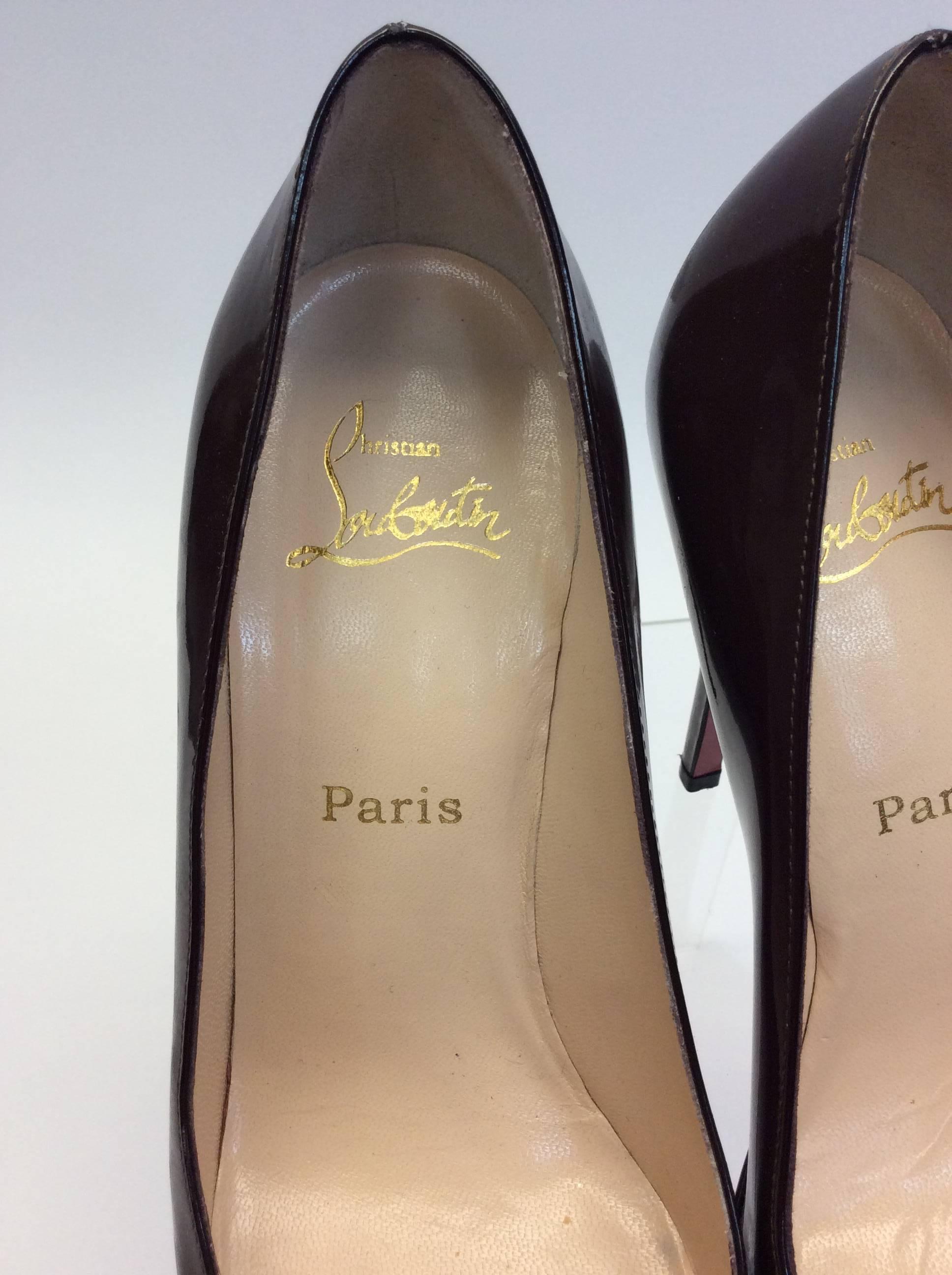 Christian Louboutin Brown Patent Leather Heels For Sale 1