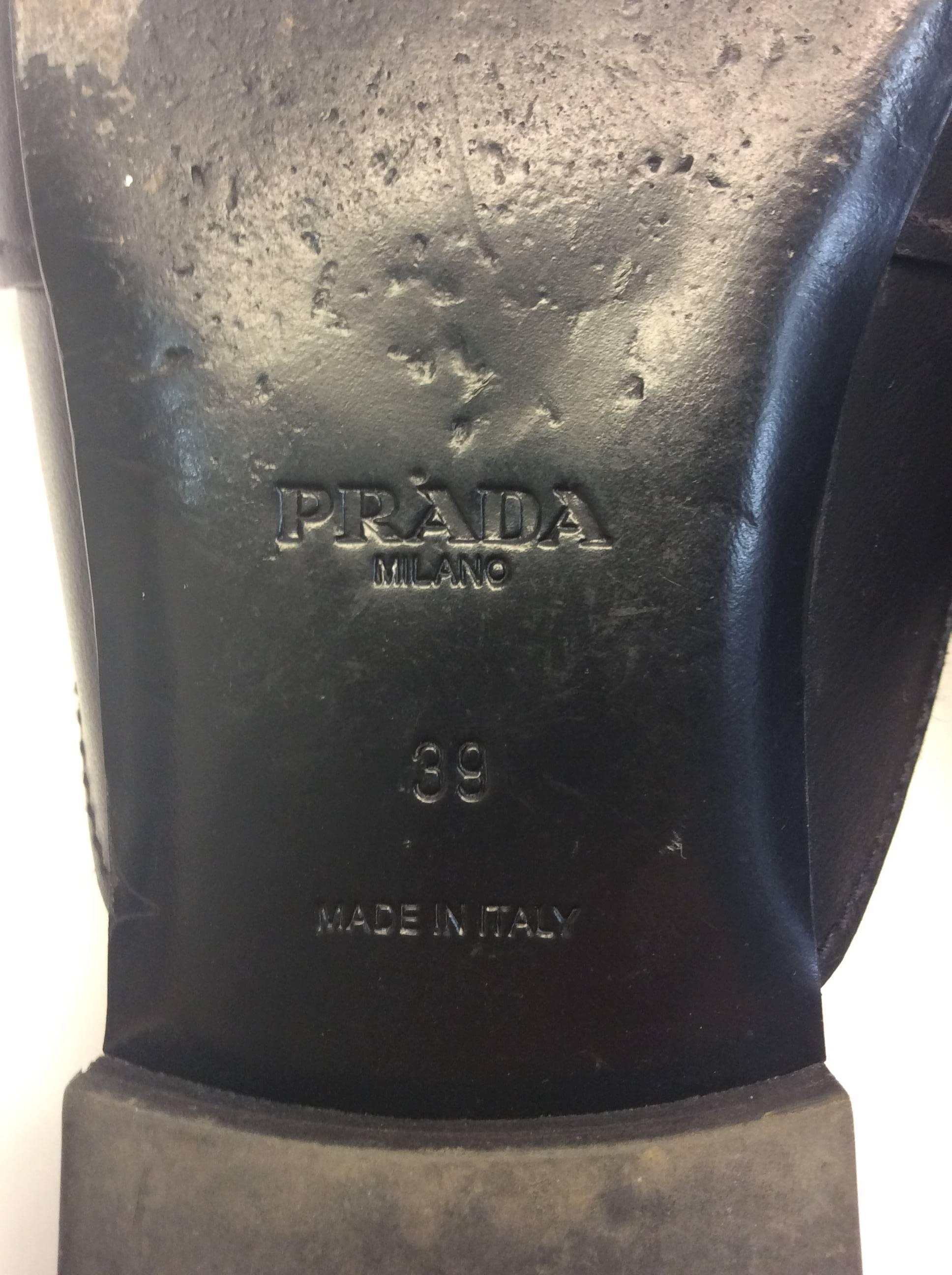 Prada Black Leather Fringe Slide with Buckle For Sale 4