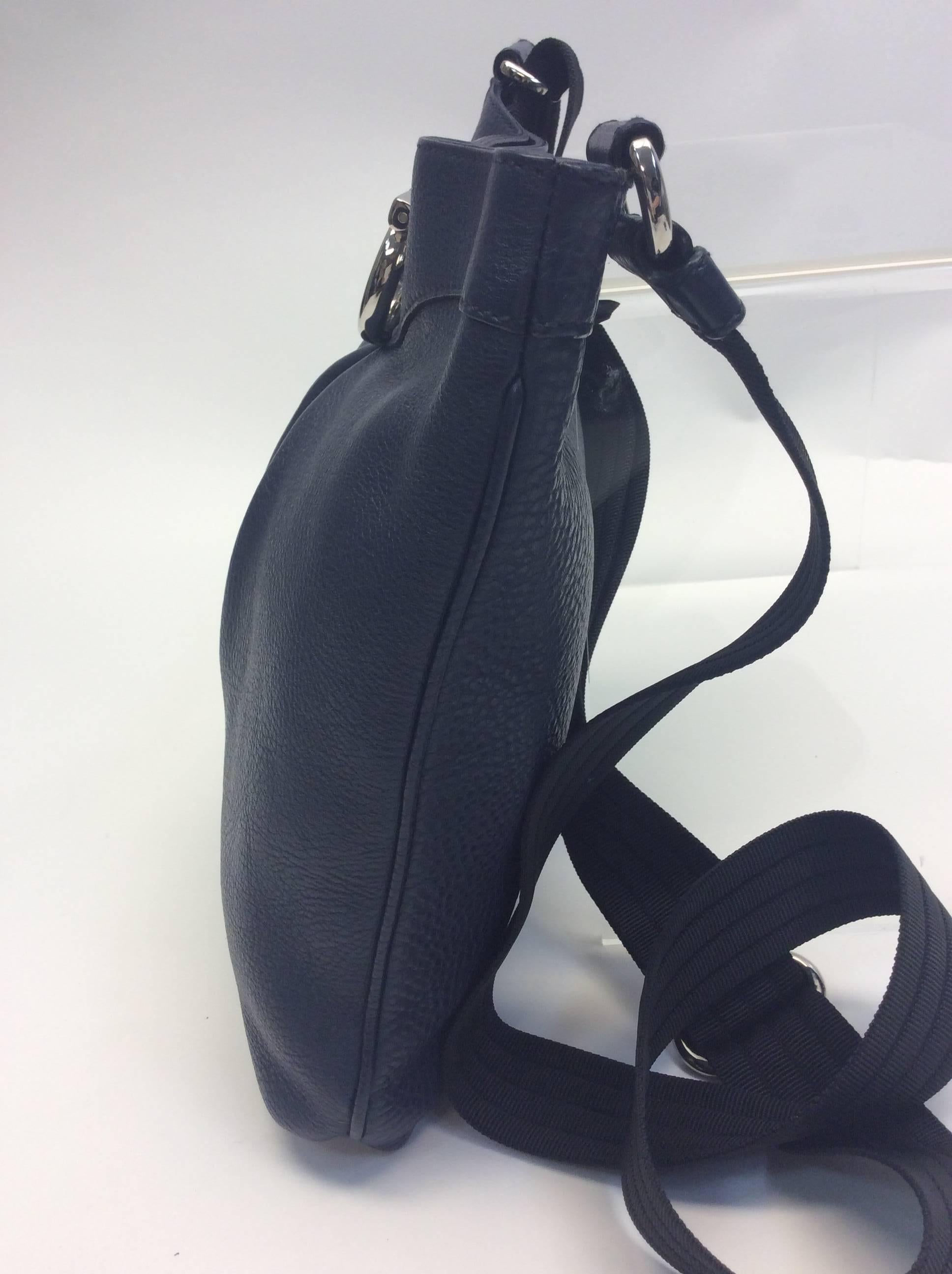 Salvatore Ferragamo Navy Leather Crossbody Bag In Excellent Condition For Sale In Narberth, PA