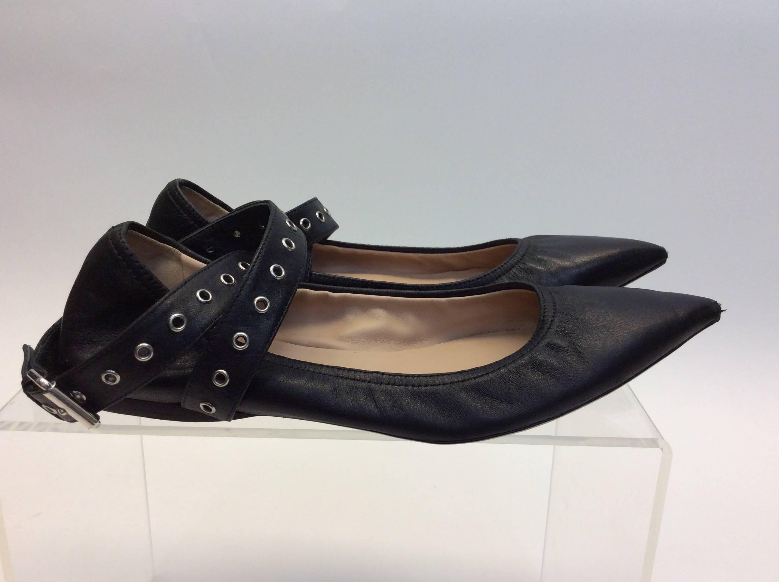 Women's Valentino Black Leather Flats For Sale