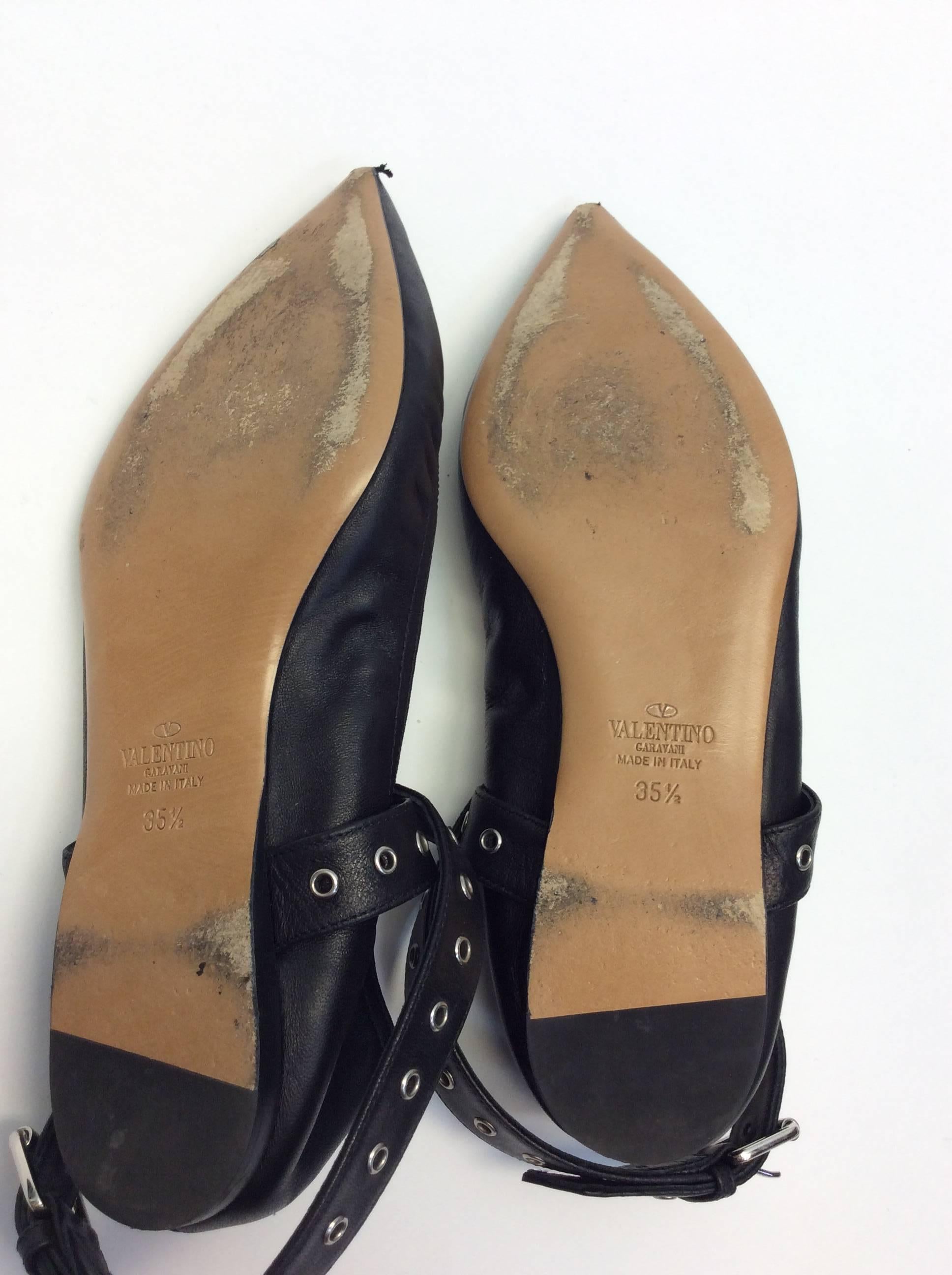 Valentino Black Leather Flats For Sale 4