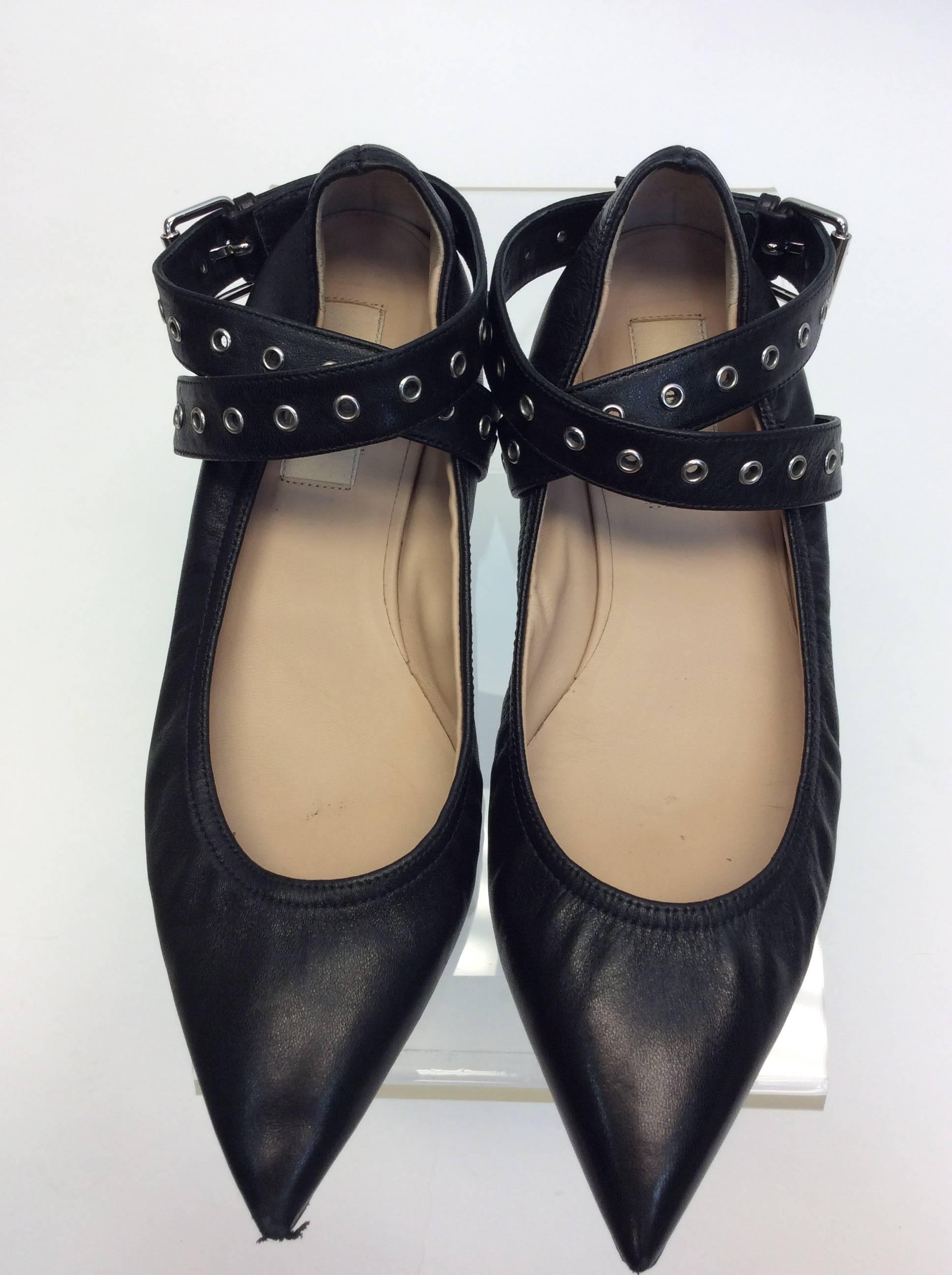 Valentino Black Leather Flats For Sale 1