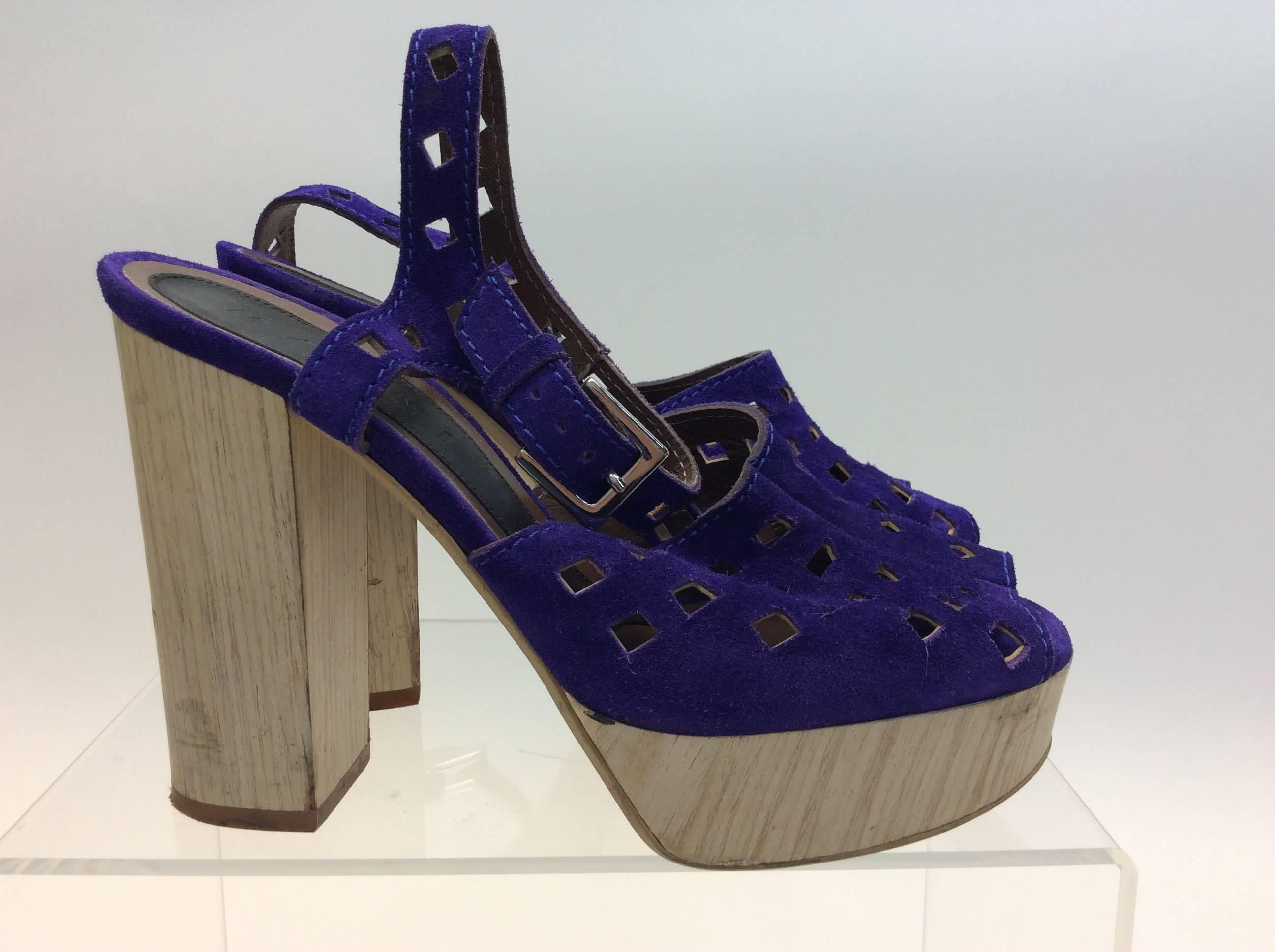 Women's Marni Purple Leather Cutout Heel For Sale