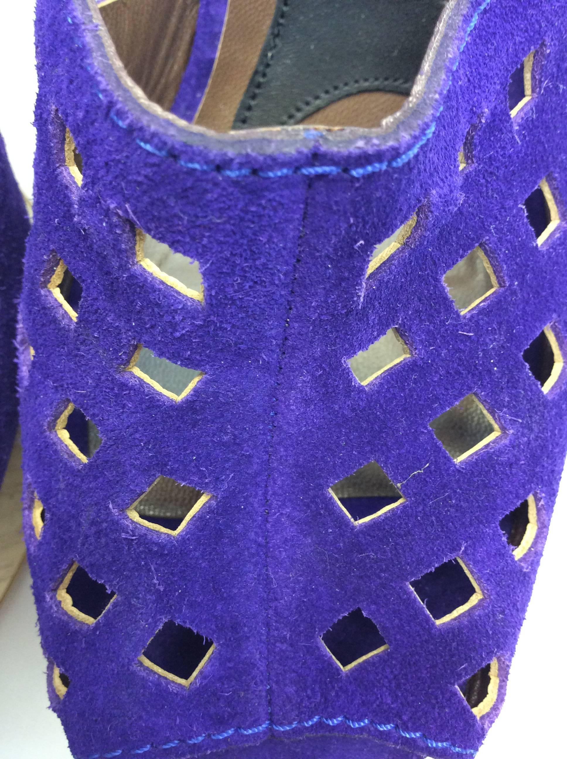 Marni Purple Leather Cutout Heel For Sale 2