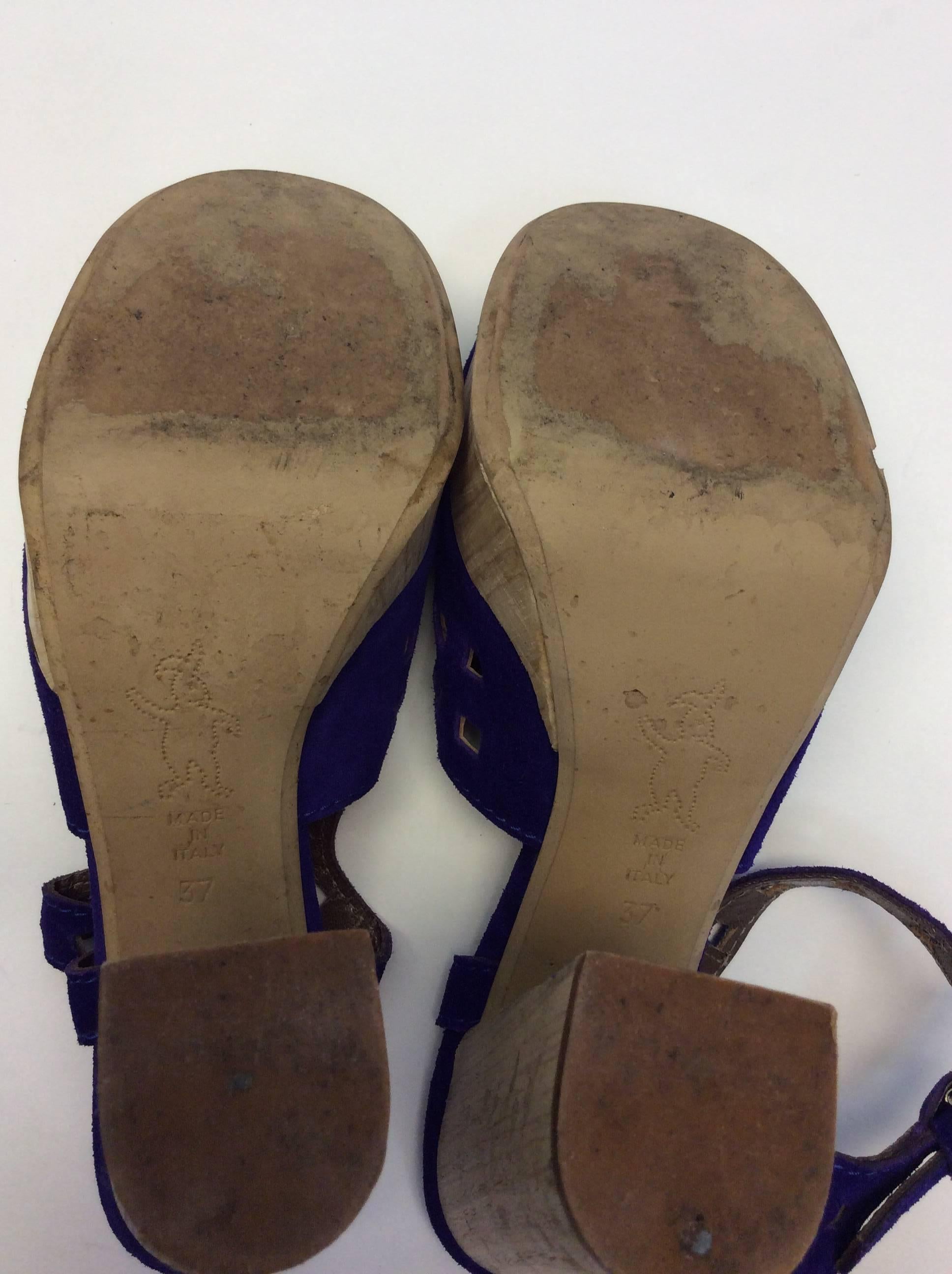 Marni Purple Leather Cutout Heel For Sale 3