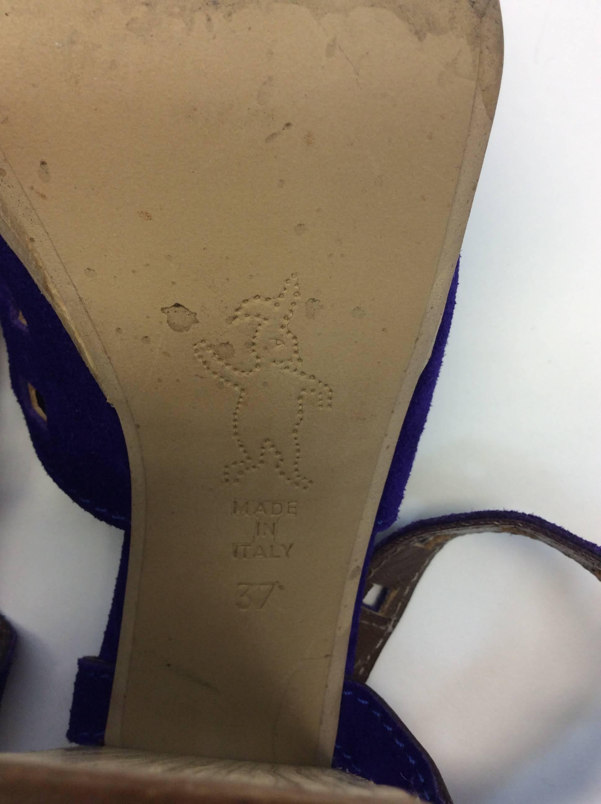 Marni Purple Leather Cutout Heel For Sale 4