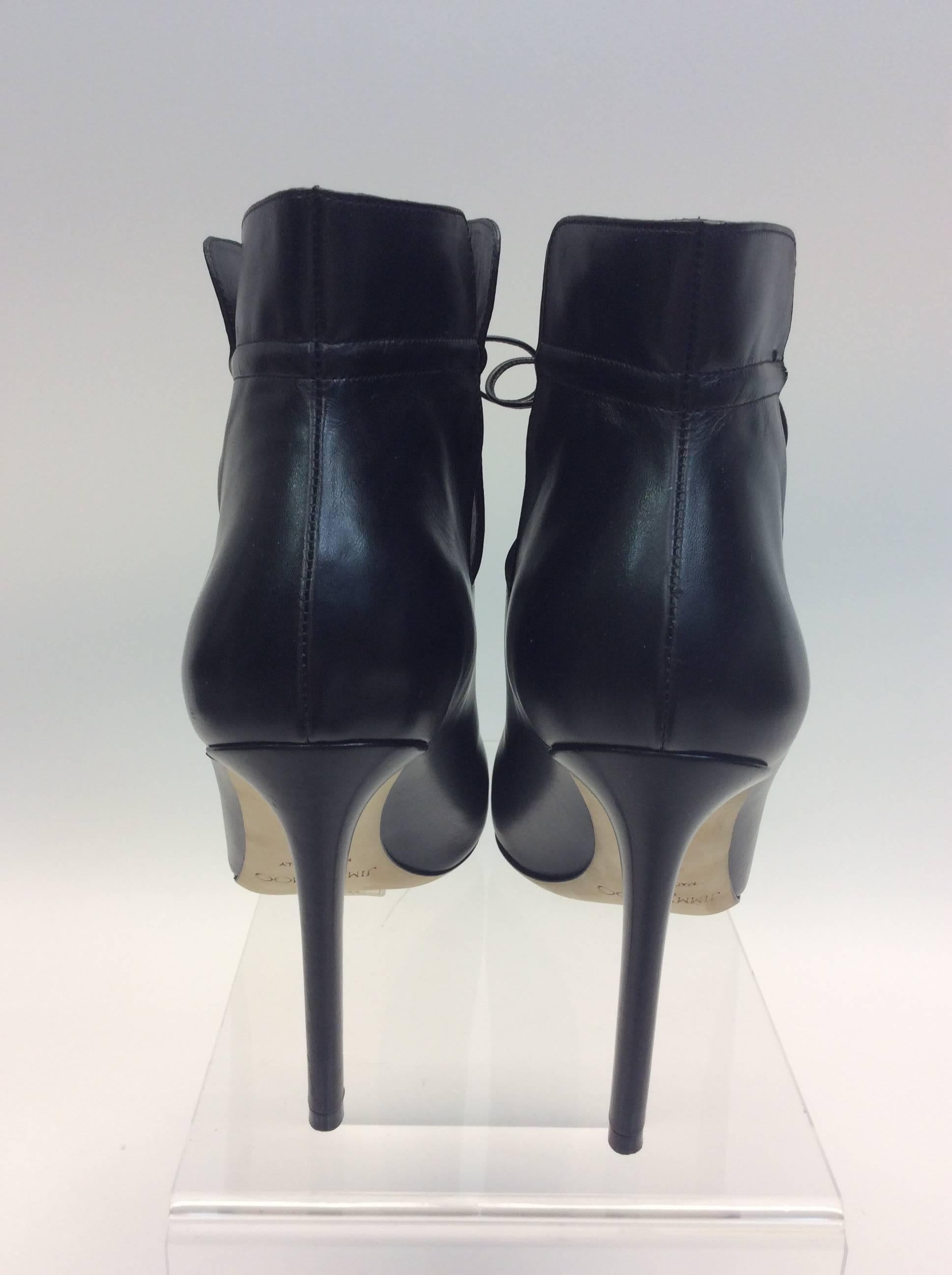 Jimmy Choo Black Leather Bootie In Excellent Condition For Sale In Narberth, PA