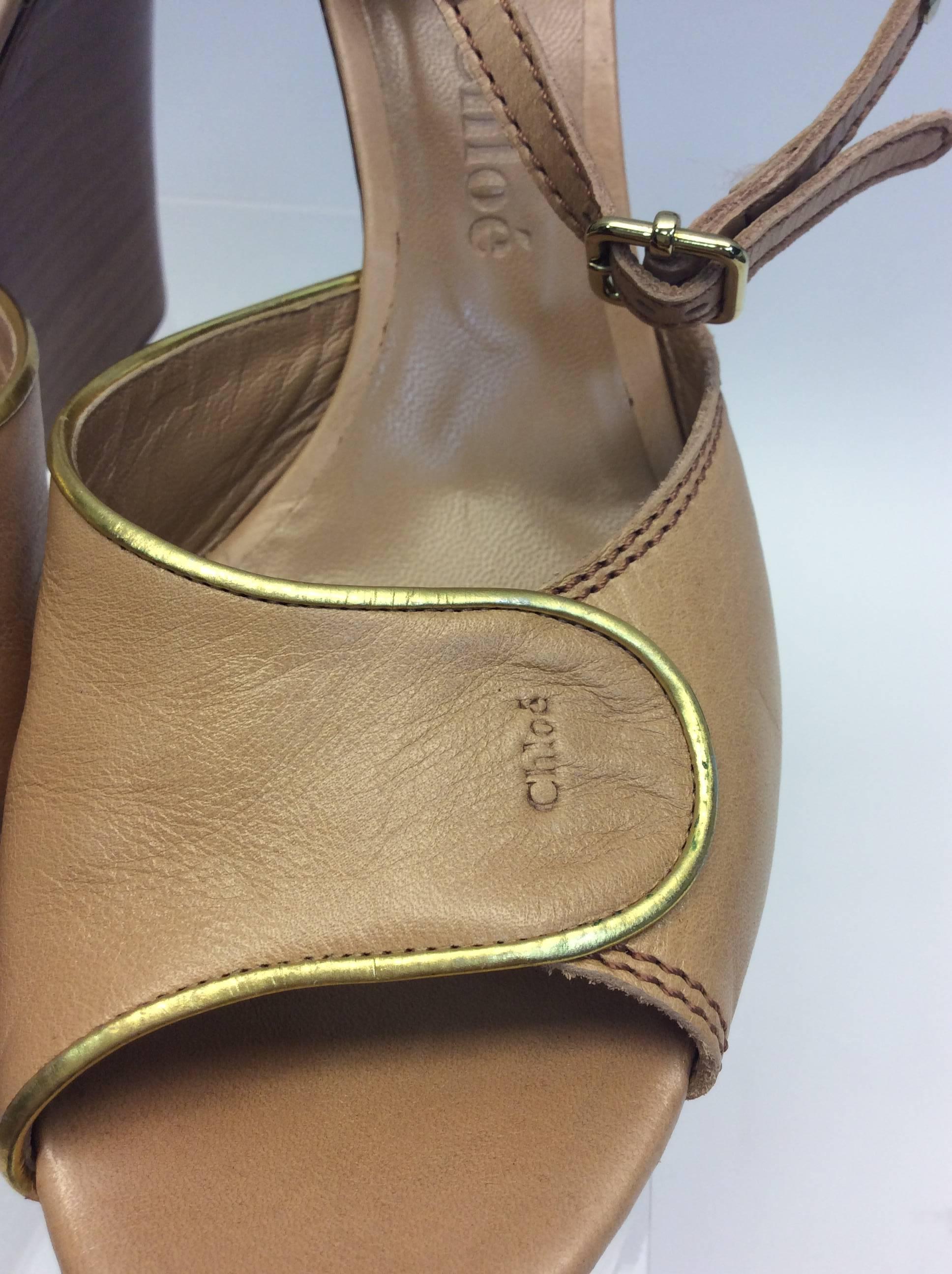 Chloe Tan Leather Wedge For Sale 1