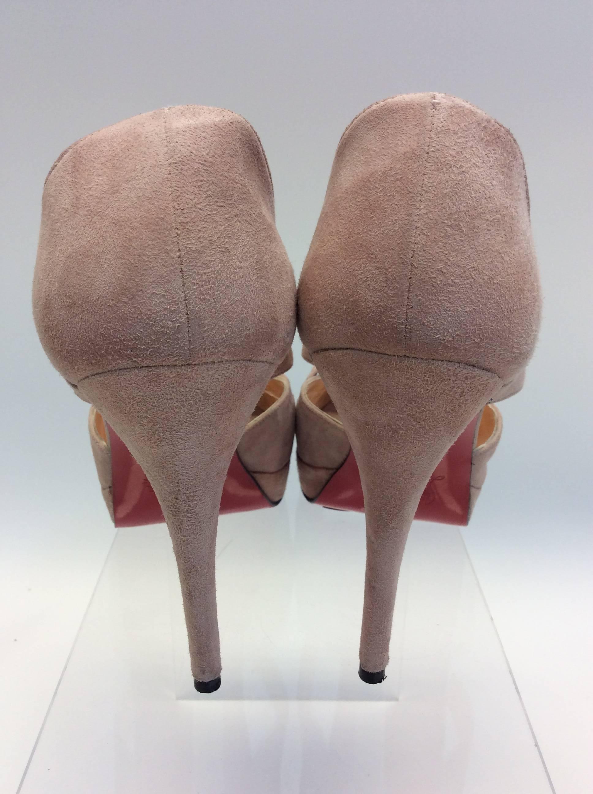 Brown Christian Louboutin Pink Suede Heels For Sale