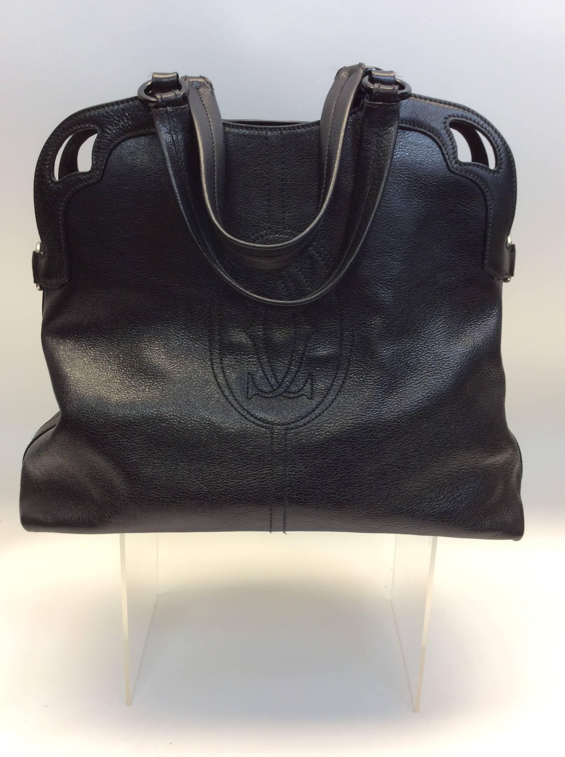 Cartier Black Leather Marcello Large Handbag In Excellent Condition For Sale In Narberth, PA