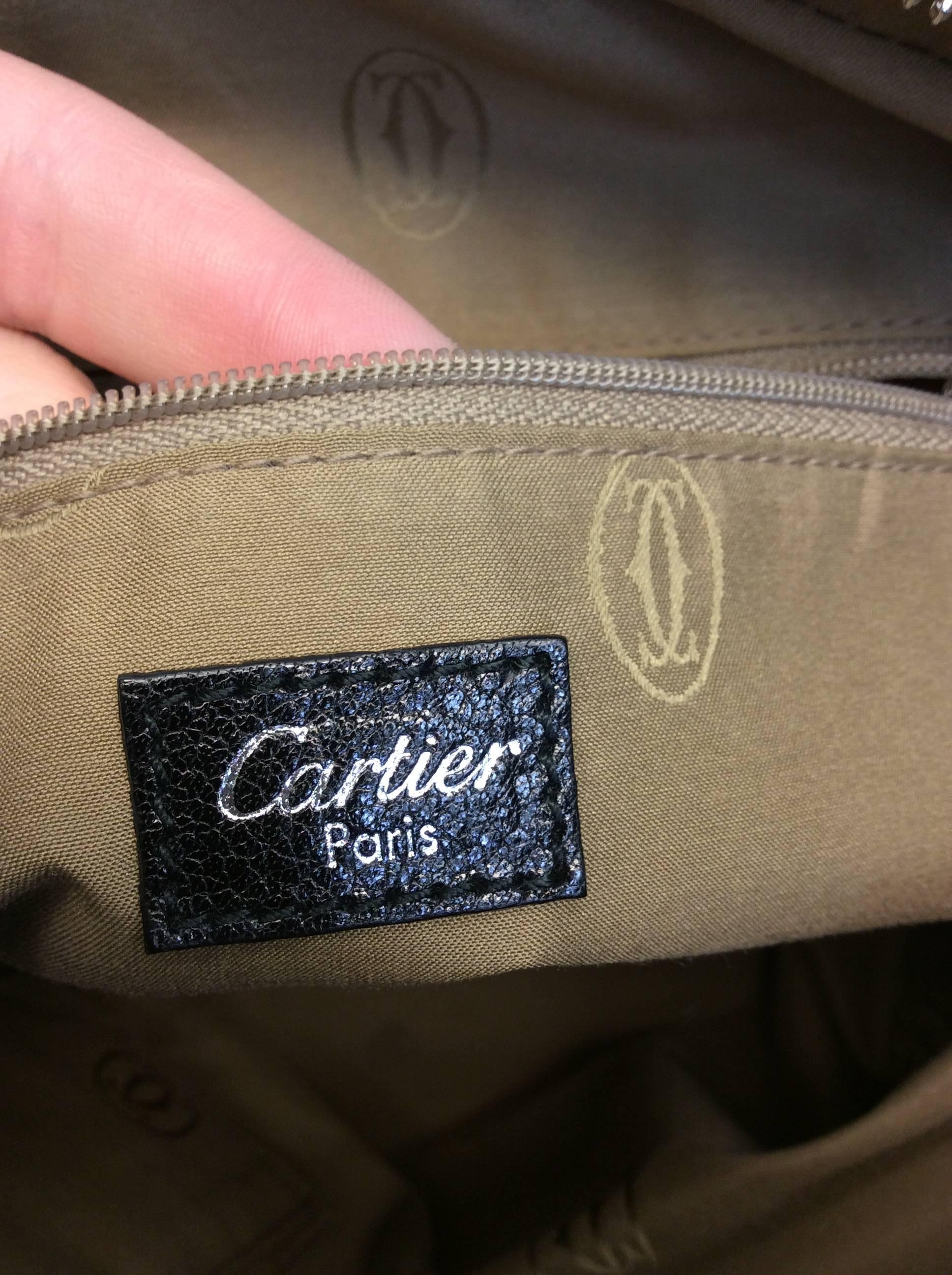 Cartier Black Leather Marcello Large Handbag For Sale 4