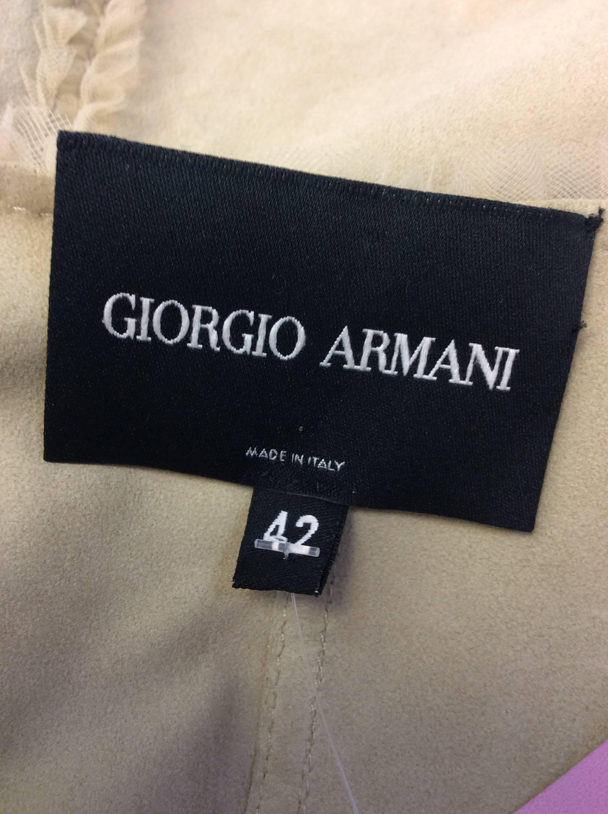 Giorgio Armani Tan Suede Jacket For Sale 4