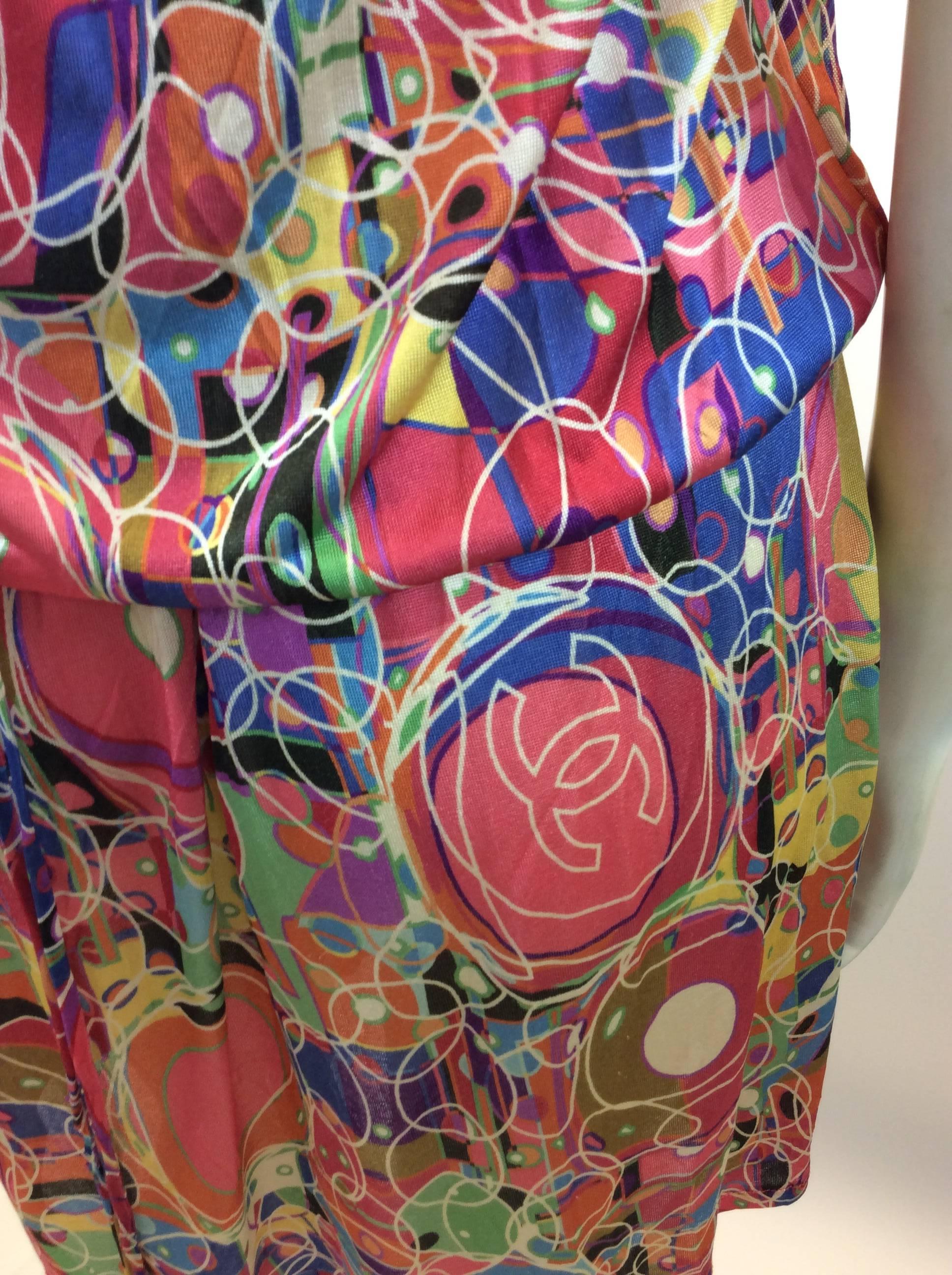 Chanel Print Silk Strapless Dress In Excellent Condition For Sale In Narberth, PA