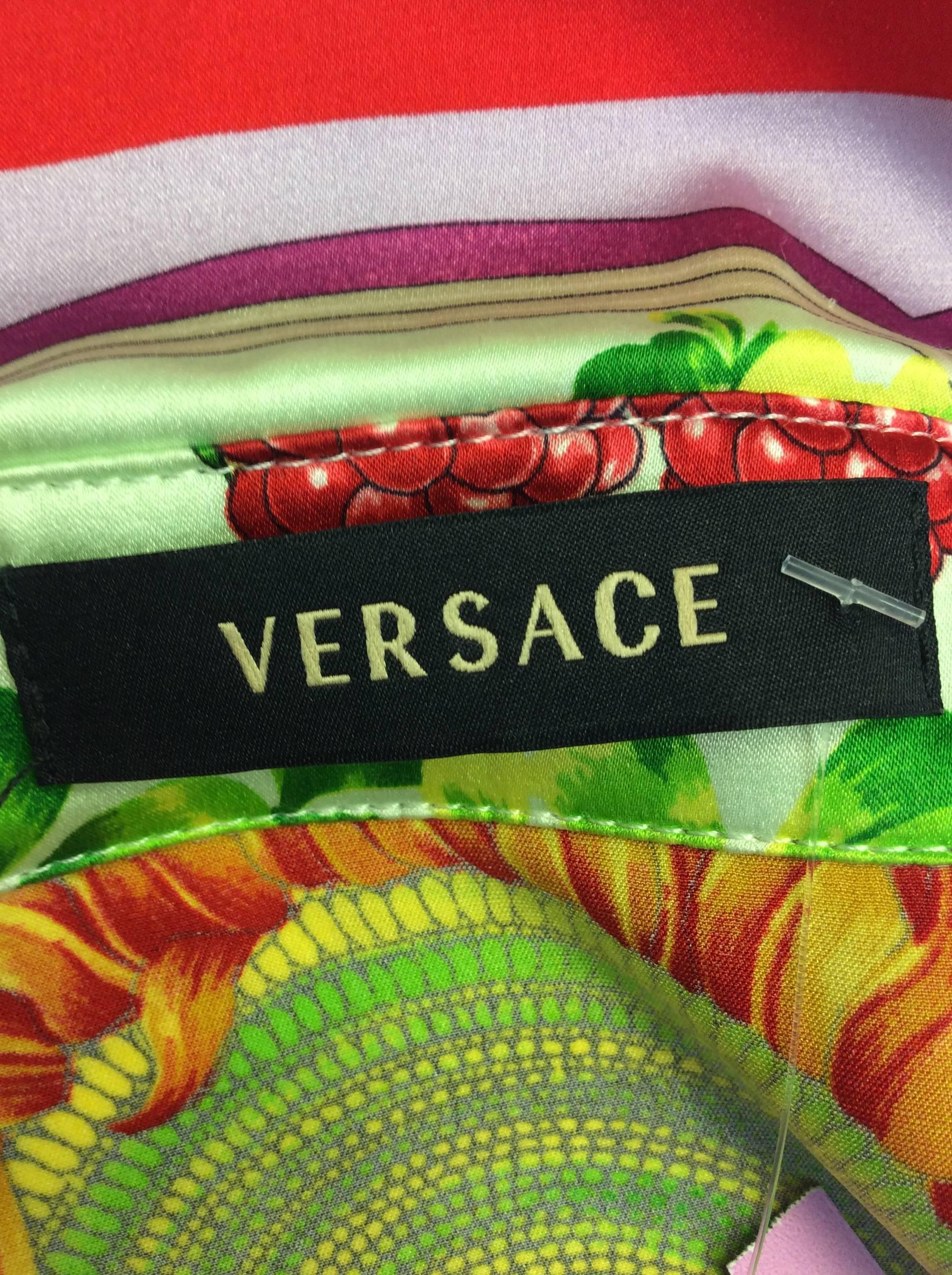 Versace Print Silk Button Up Blouse 2