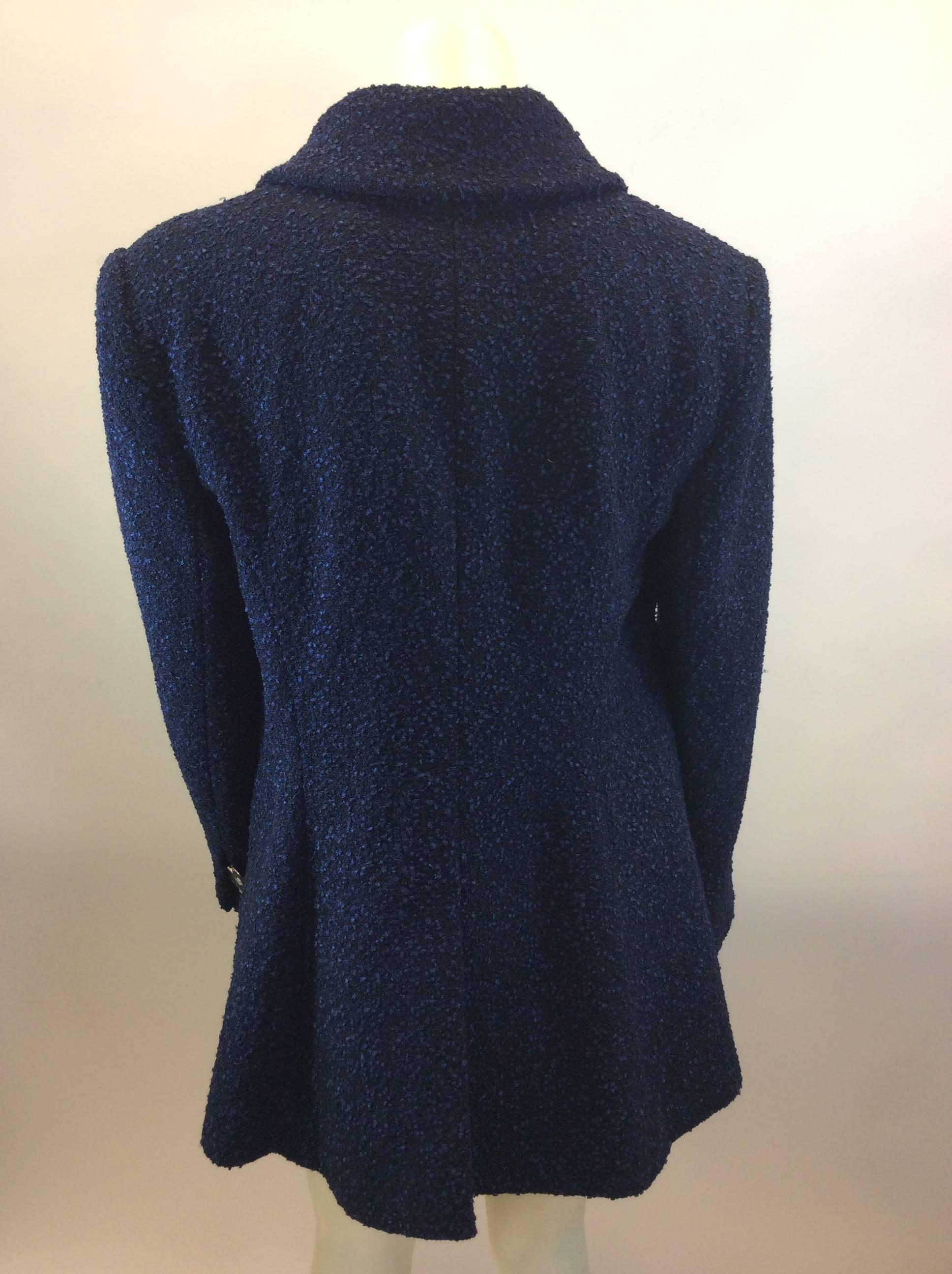 Chanel Blue and Black Jacket with Silver Hardware In Excellent Condition For Sale In Narberth, PA