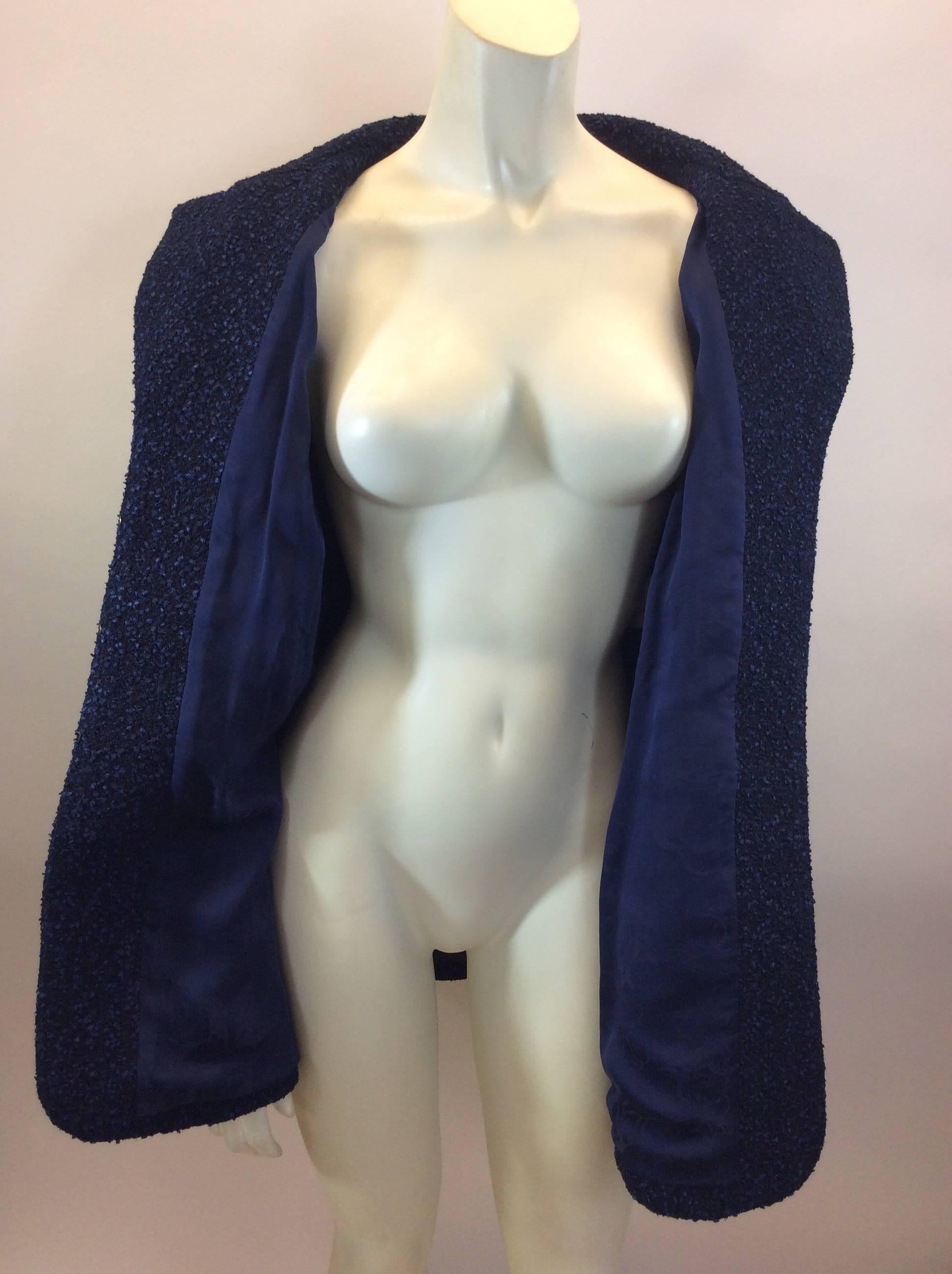 Chanel Blue and Black Jacket with Silver Hardware For Sale 1