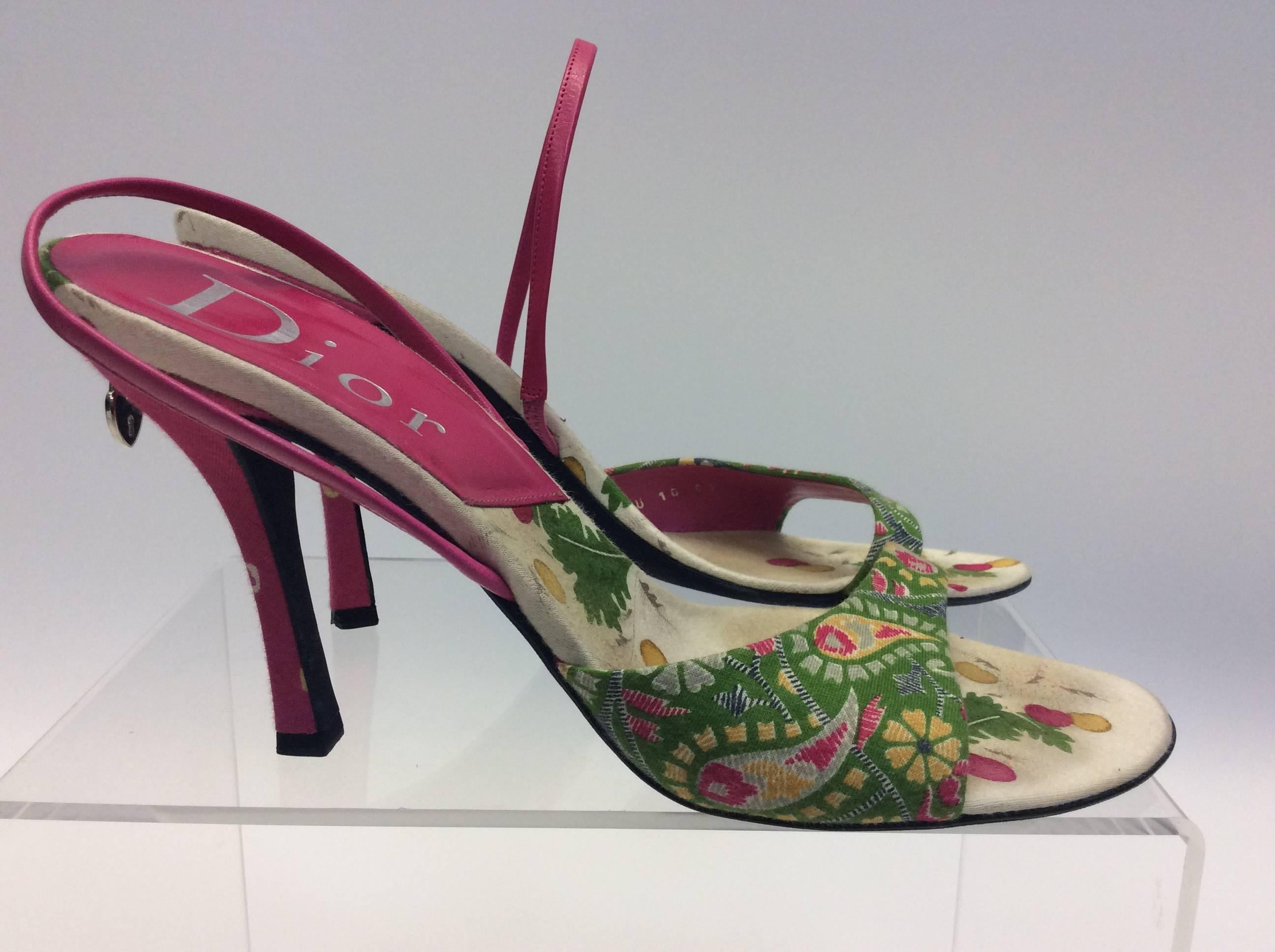 Christian Dior Floral Print Heels In Good Condition For Sale In Narberth, PA