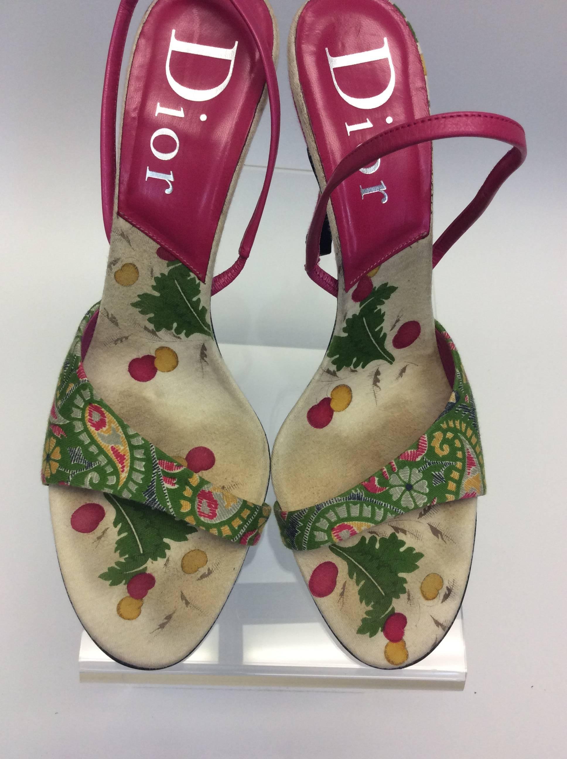 Women's Christian Dior Floral Print Heels For Sale