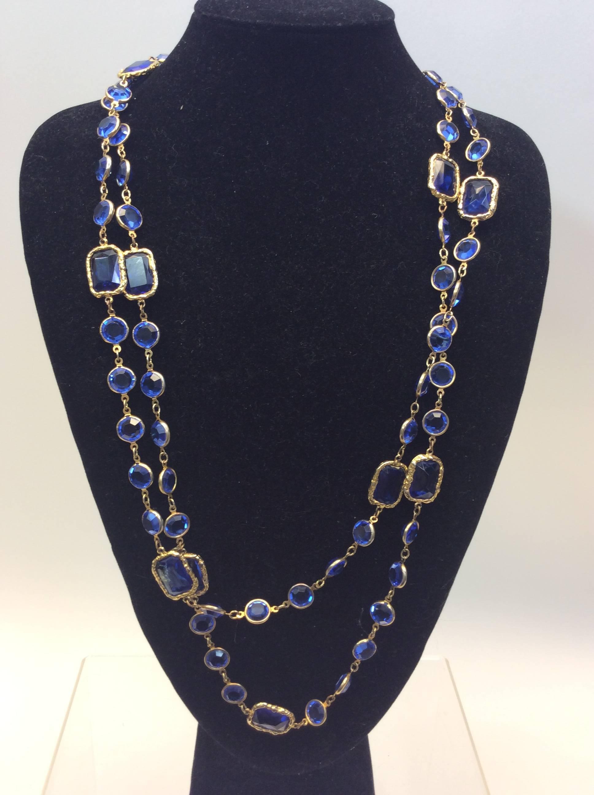 Chanel Gold and Blue Chicklet Necklace
Made in 1981
$3600
Gold
32.5