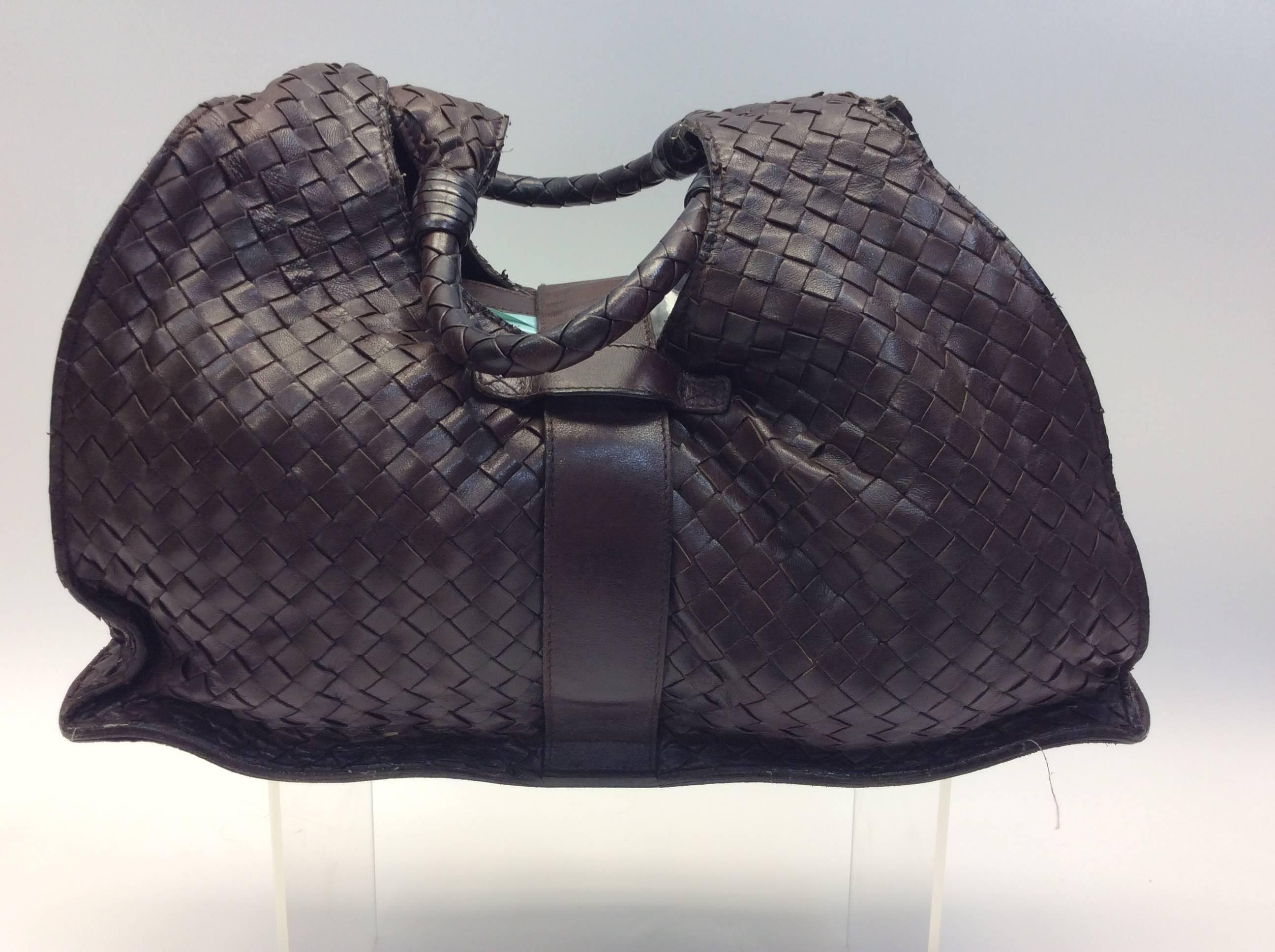 Black Bottega Veneta Brown Woven Leather Shoulderbag