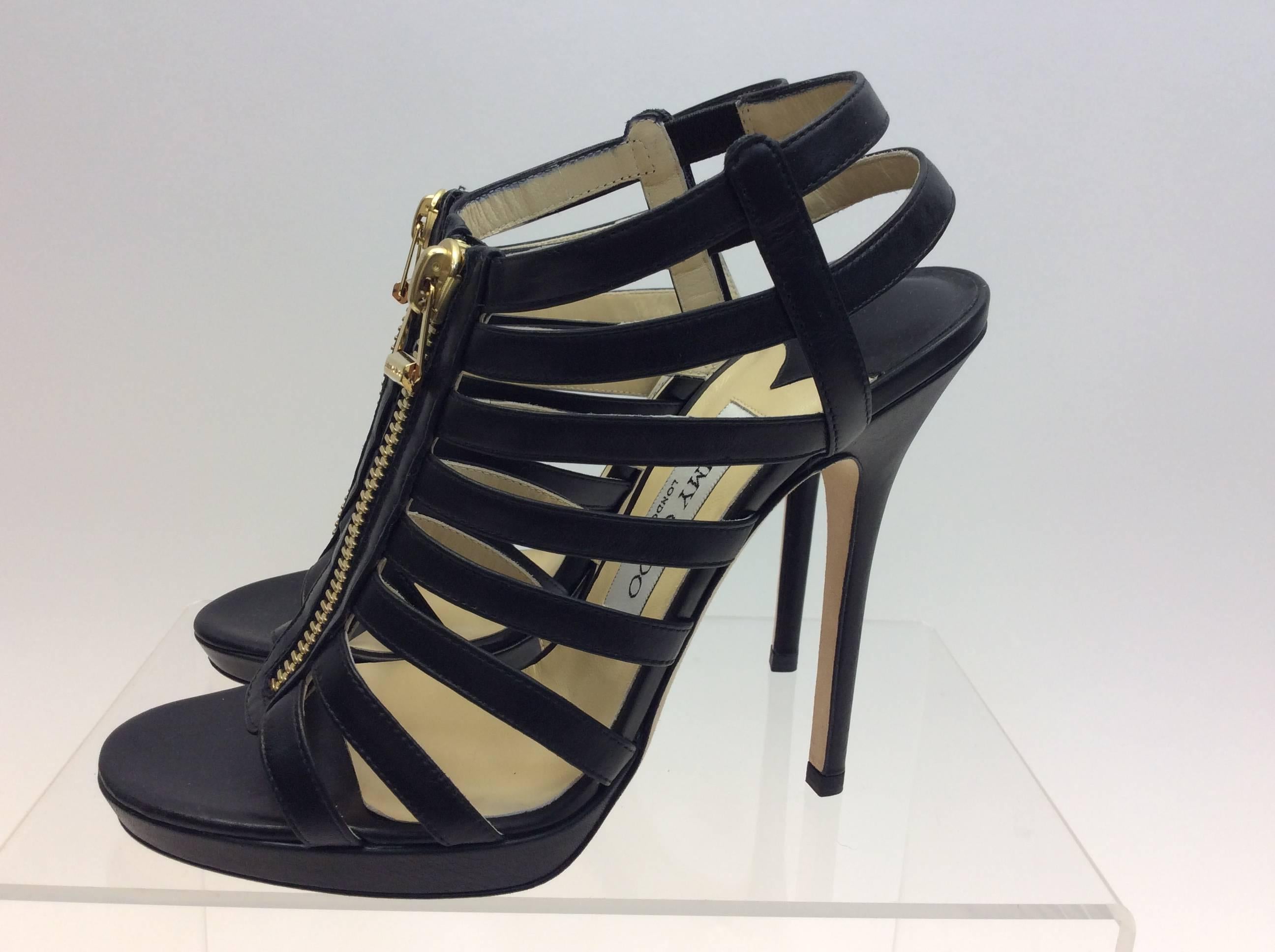 Jimmy Choo Black Leather Strappy Heeled Sandal
Never worn
Comes with box
$750
Leather
Made in Italy
Size 38
.5” platform 
5” heel
