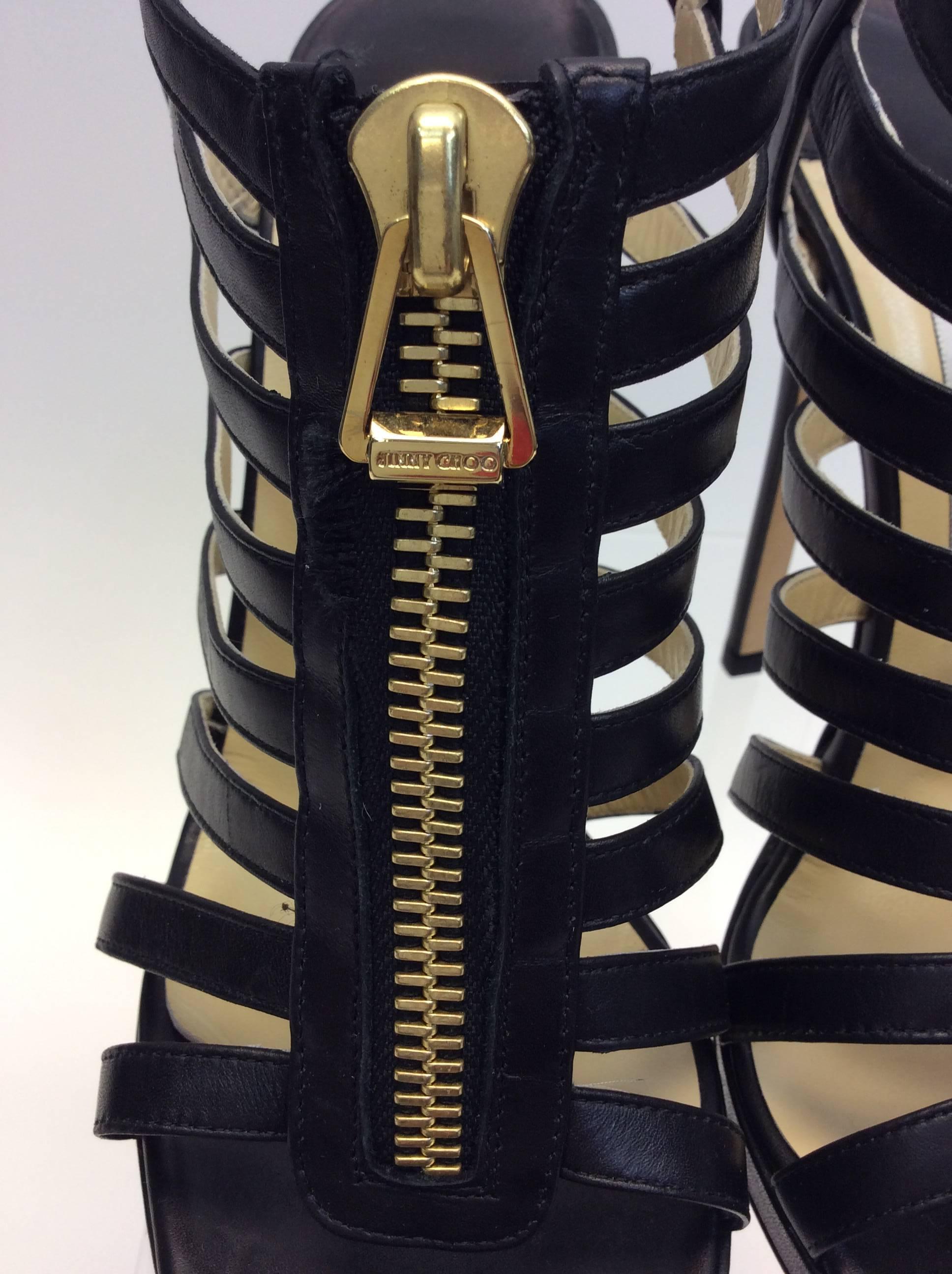 Jimmy Choo Black Strappy Heeled Sandal For Sale 2