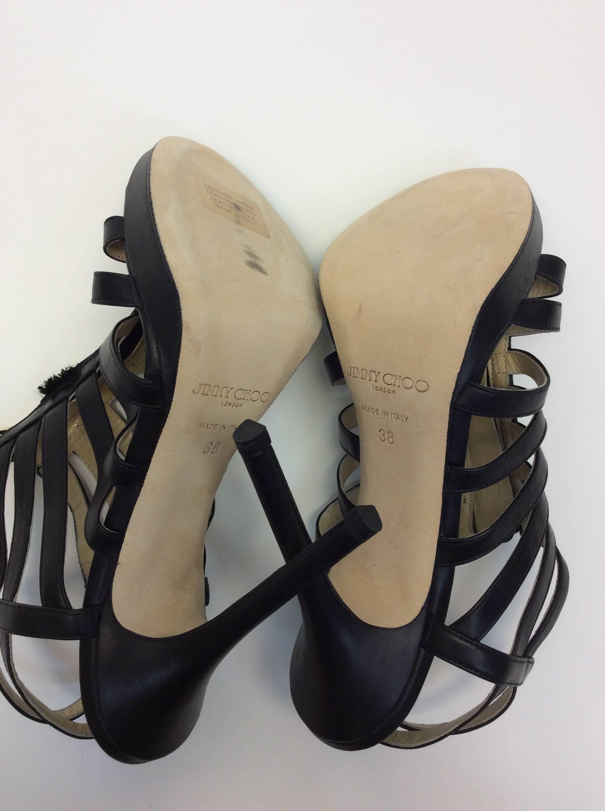 Jimmy Choo Black Strappy Heeled Sandal For Sale 3