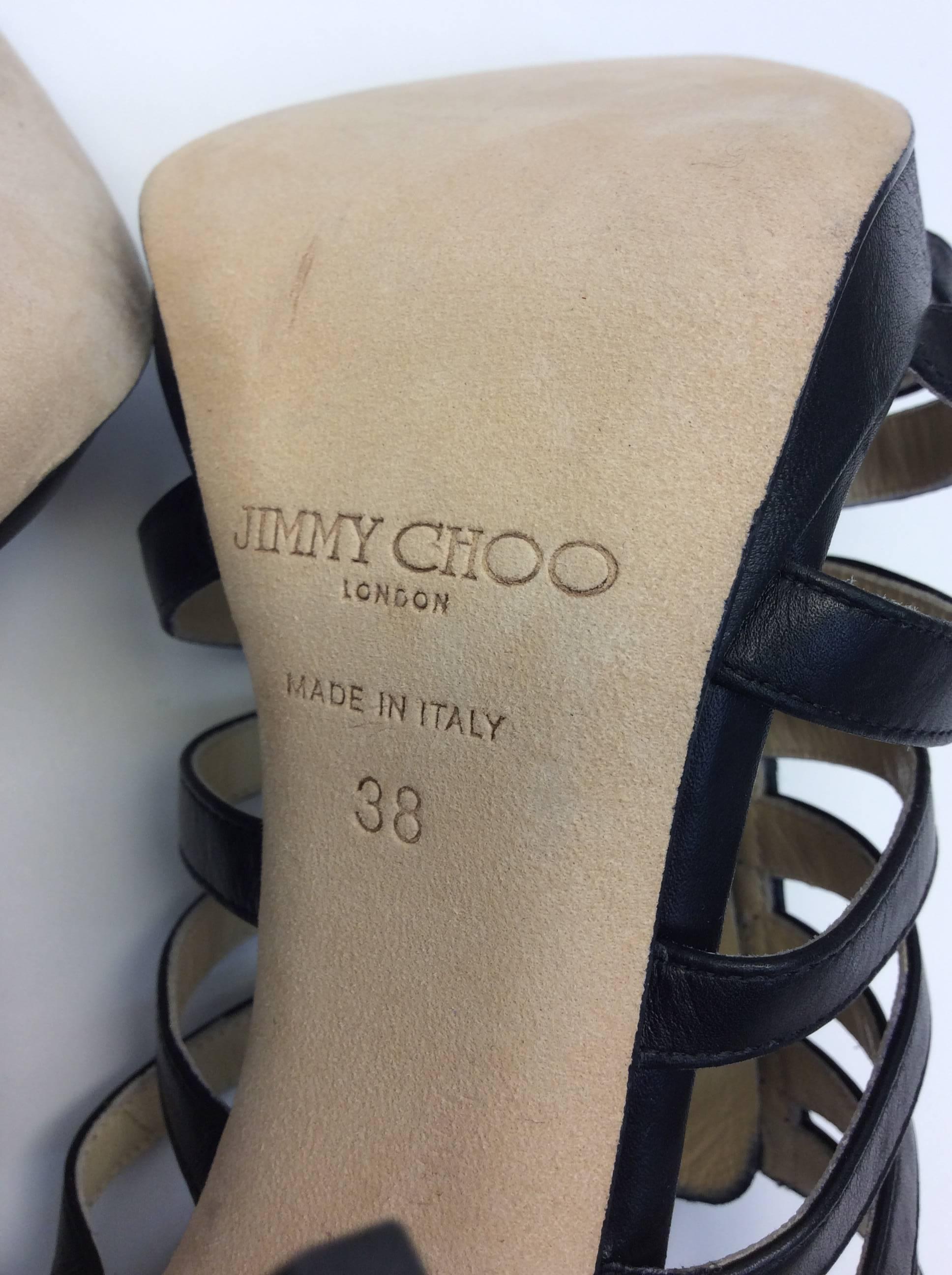 Jimmy Choo Black Strappy Heeled Sandal For Sale 4