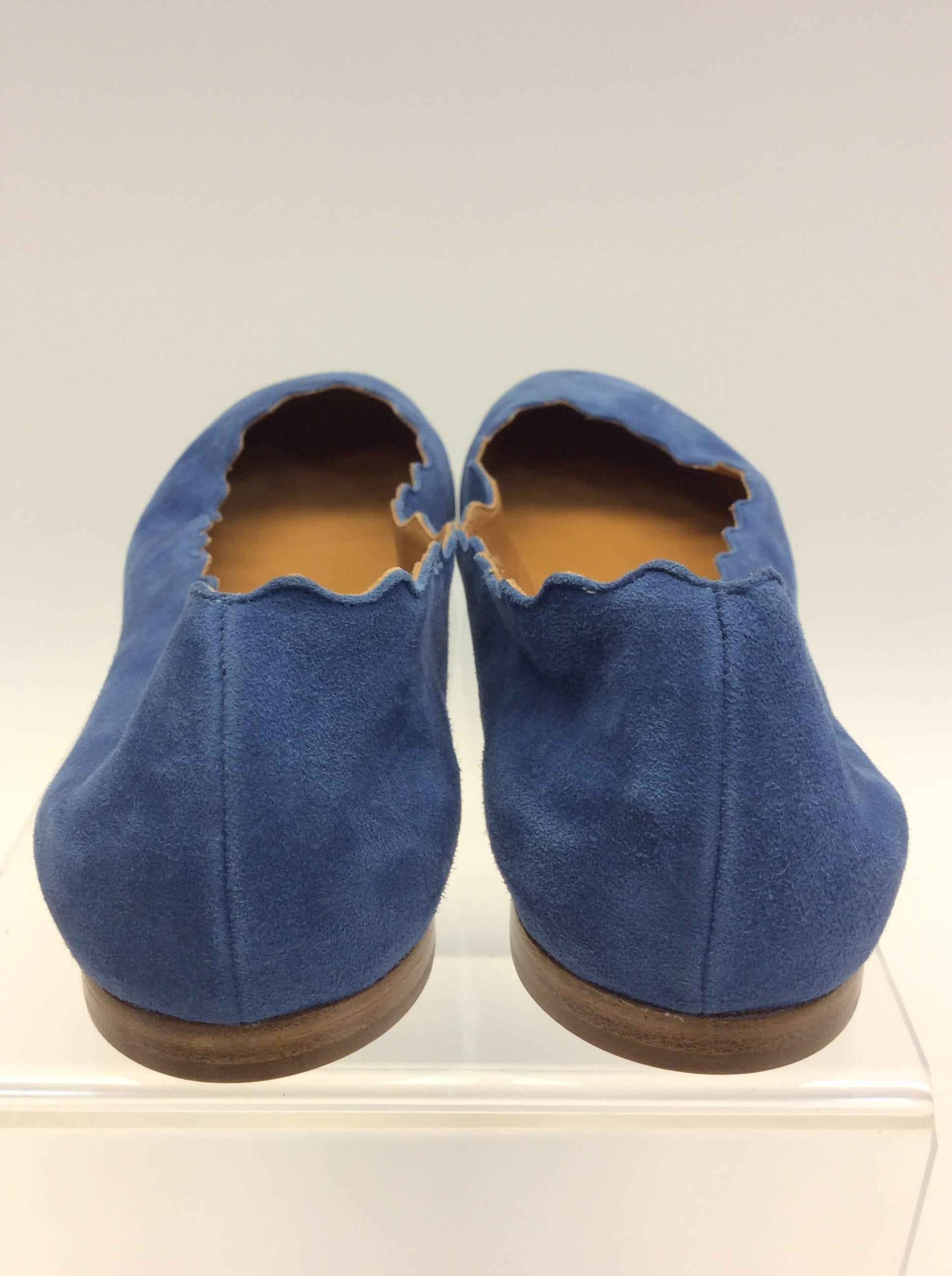 Gray Chloe Blue Suede Flats For Sale