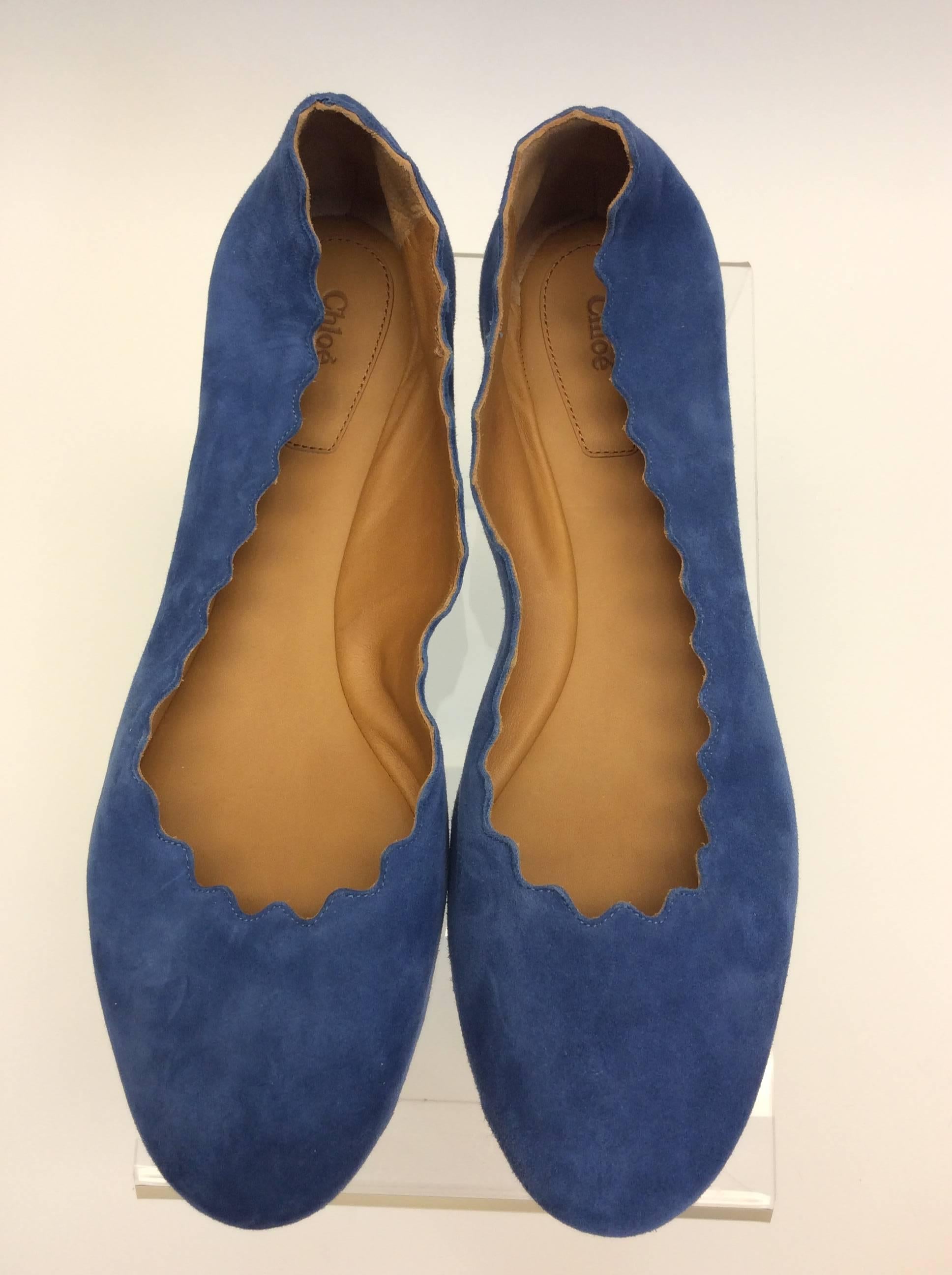 Women's Chloe Blue Suede Flats For Sale