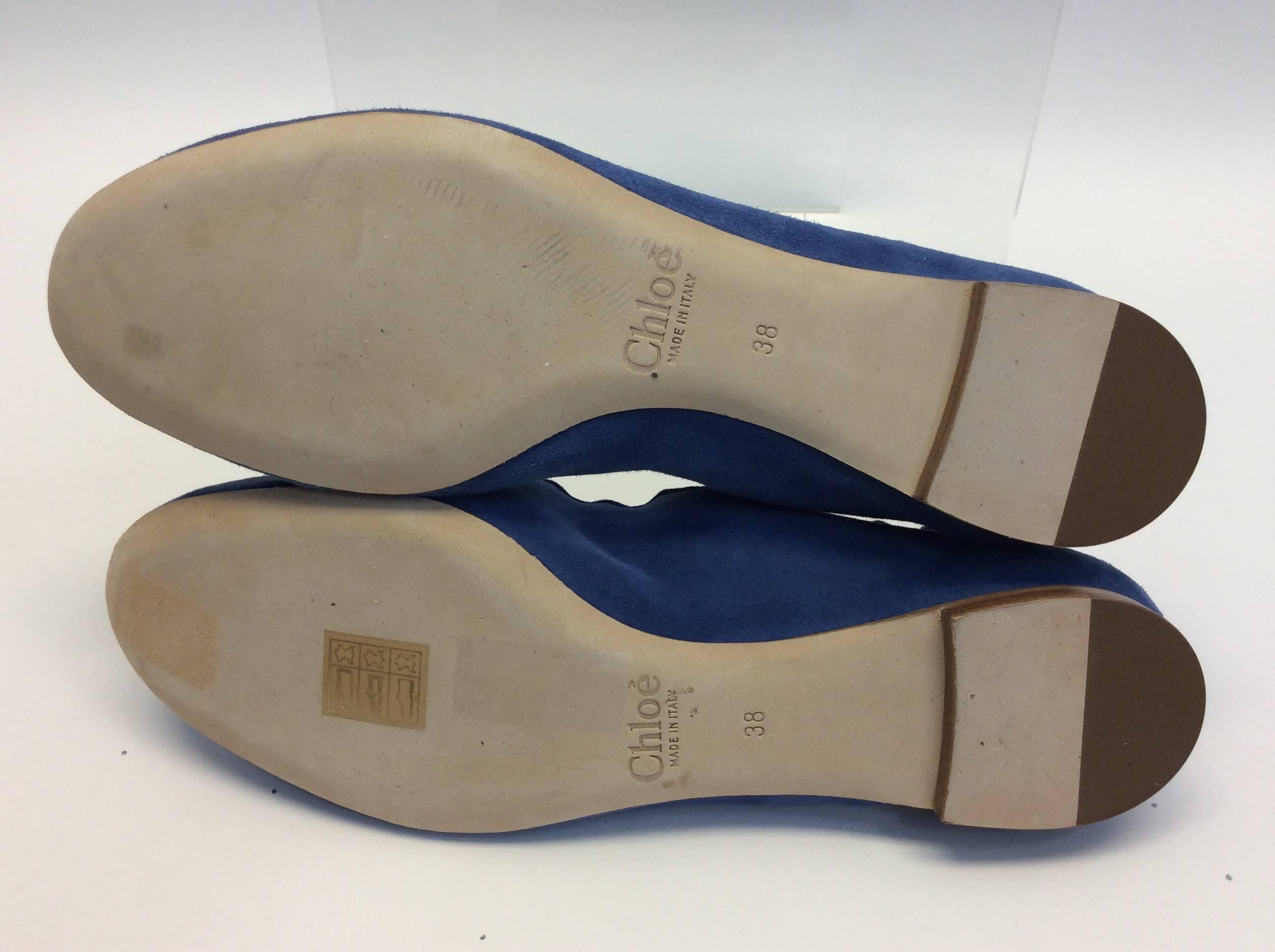 Chloe Blue Suede Flats For Sale 2