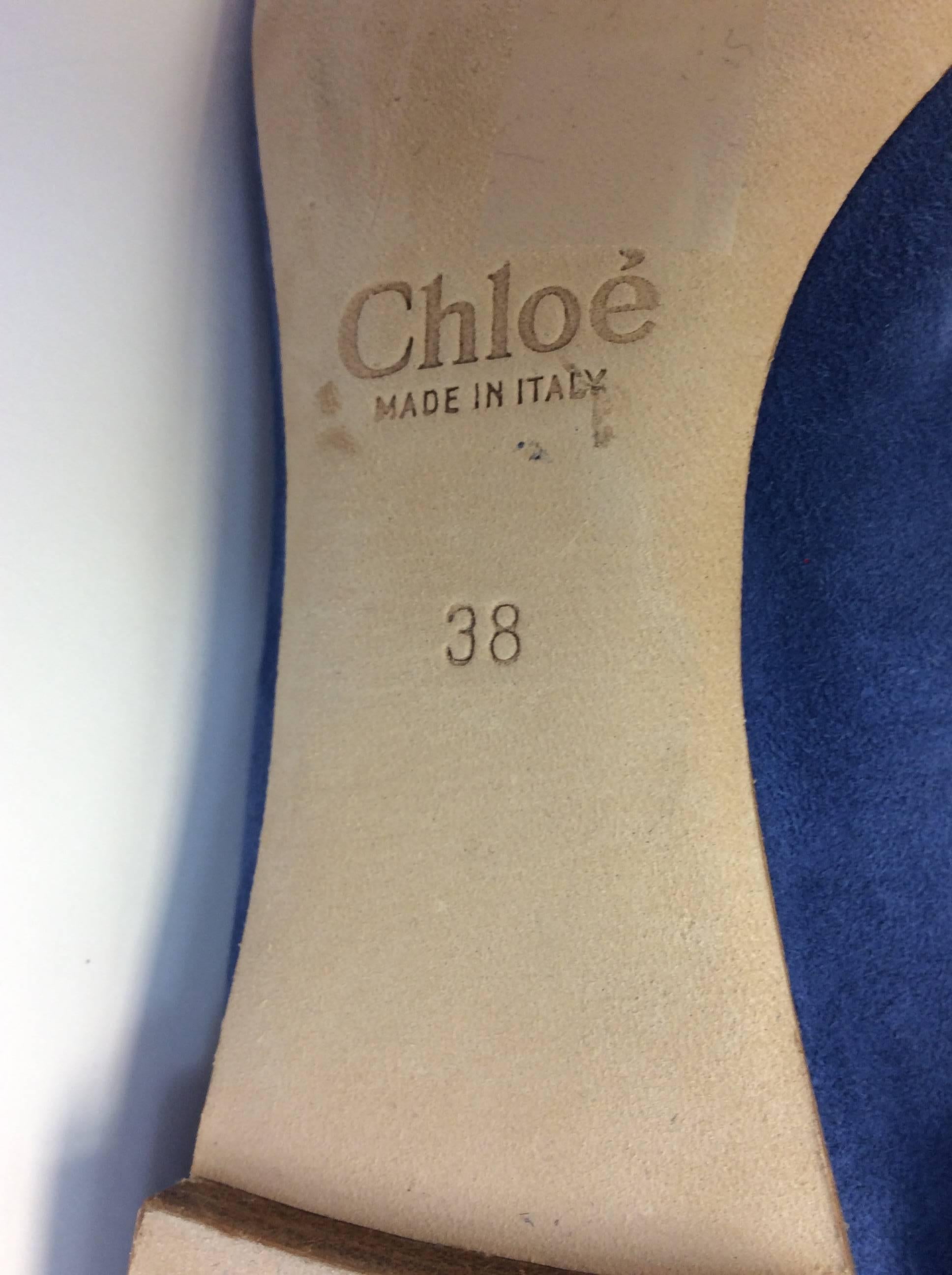 Chloe Blue Suede Flats For Sale 3