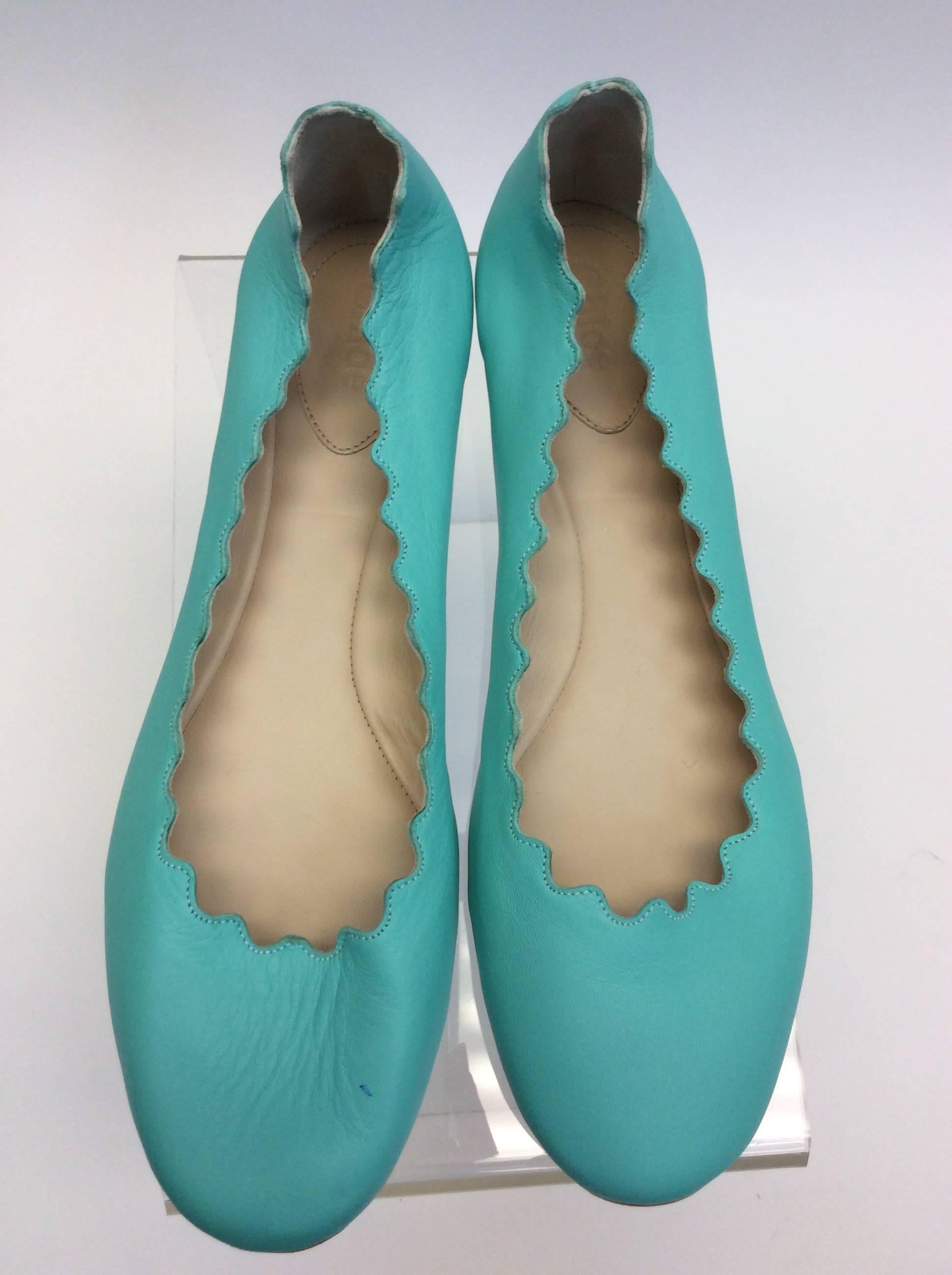 Chloe Green Leather Flats For Sale 1
