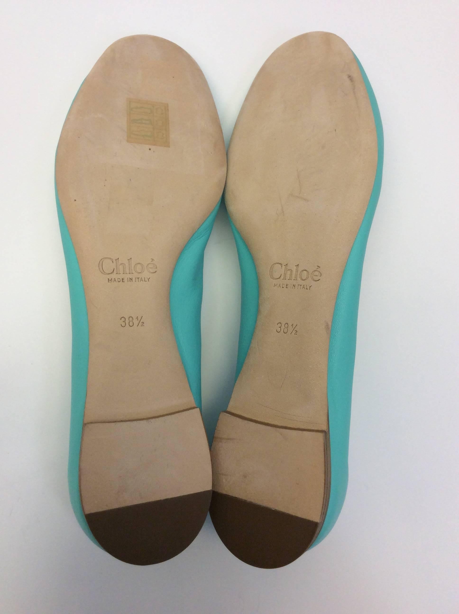 Chloe Green Leather Flats For Sale 3