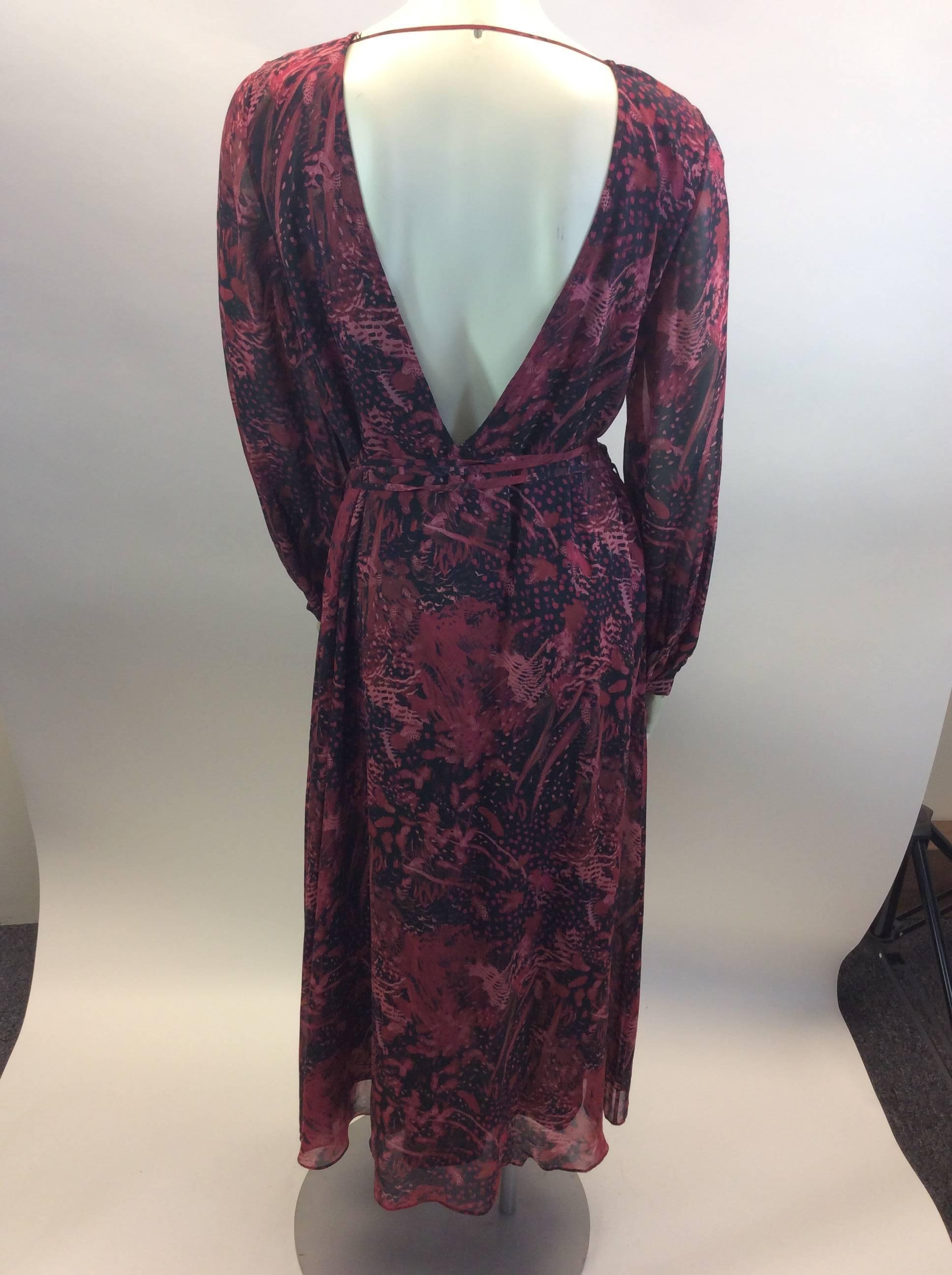 Iro Red and Black Silk Print Maxi Dress In Excellent Condition For Sale In Narberth, PA